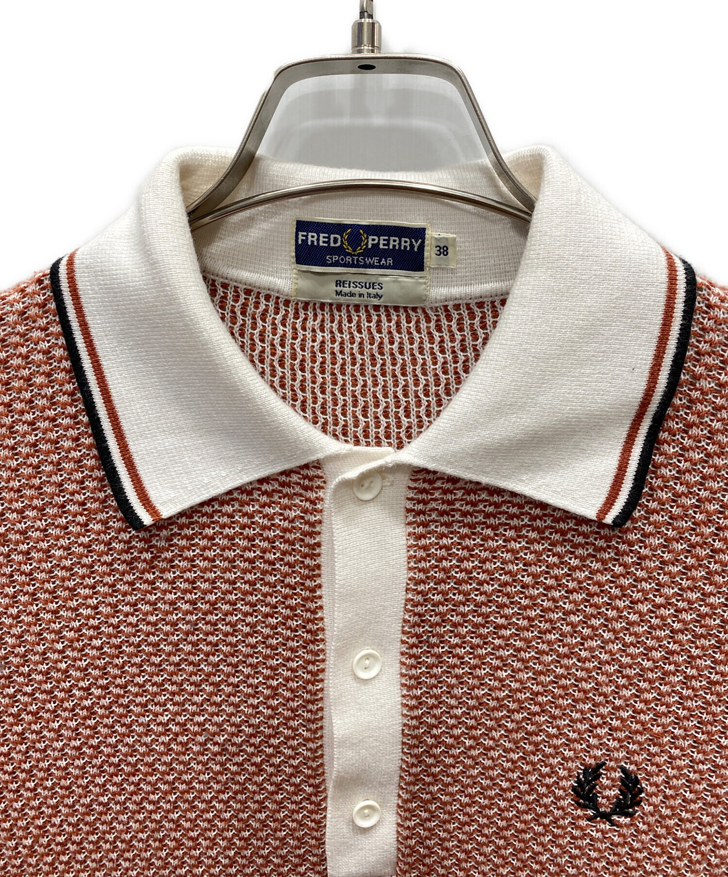 FRED PERRY (フレッドペリー) テクスチャニットシャツ レッド サイズ:38