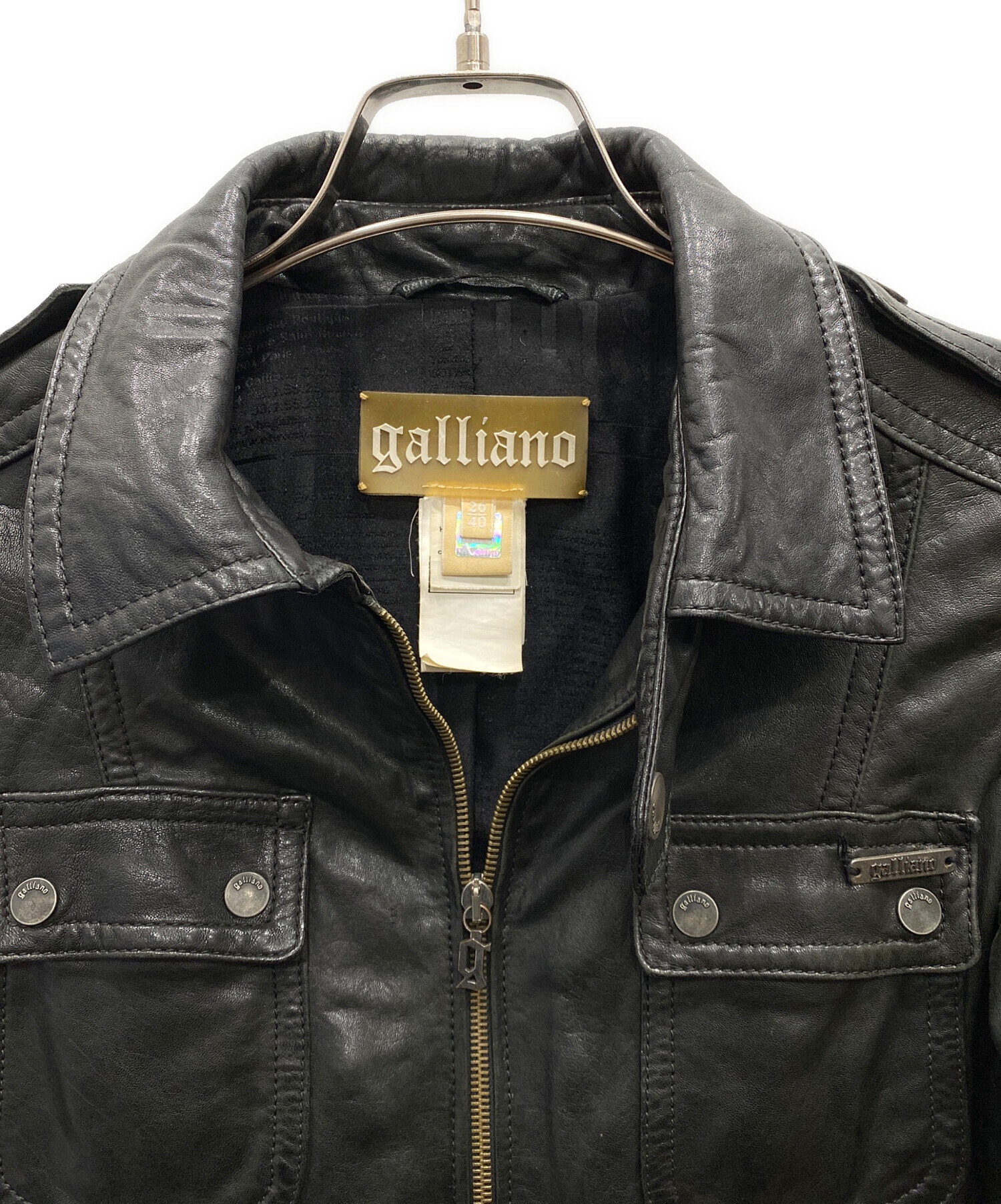 中古・古着通販】GALLIANO (ガリアーノ) レザージャケット ブラック サイズ:40｜ブランド・古着通販 トレファク公式【TREFAC  FASHION】スマホサイト