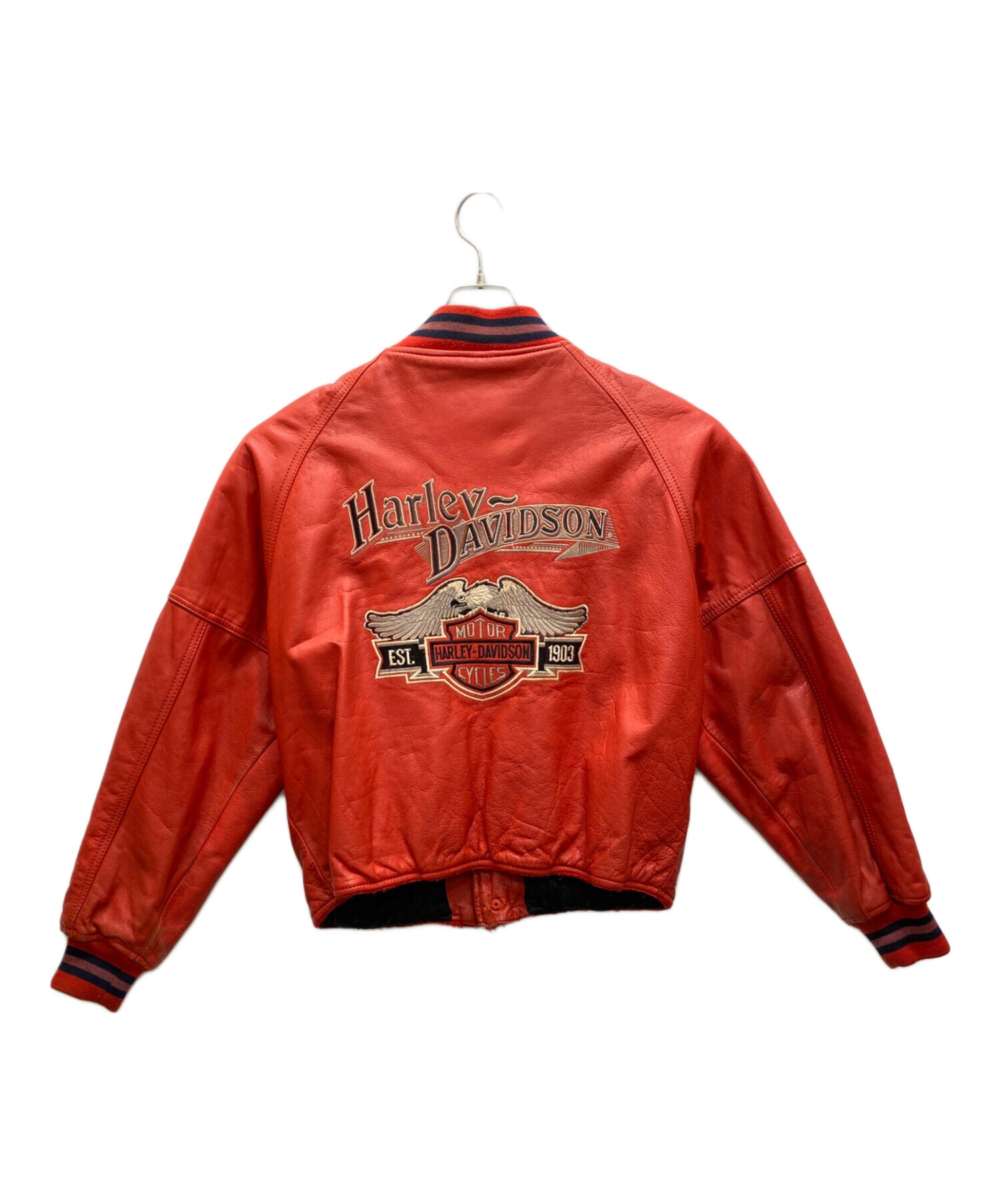 中古・古着通販】HARLEY-DAVIDSON (ハーレーダビッドソン) レザースタジャン レッド サイズ:L｜ブランド・古着通販  トレファク公式【TREFAC FASHION】スマホサイト