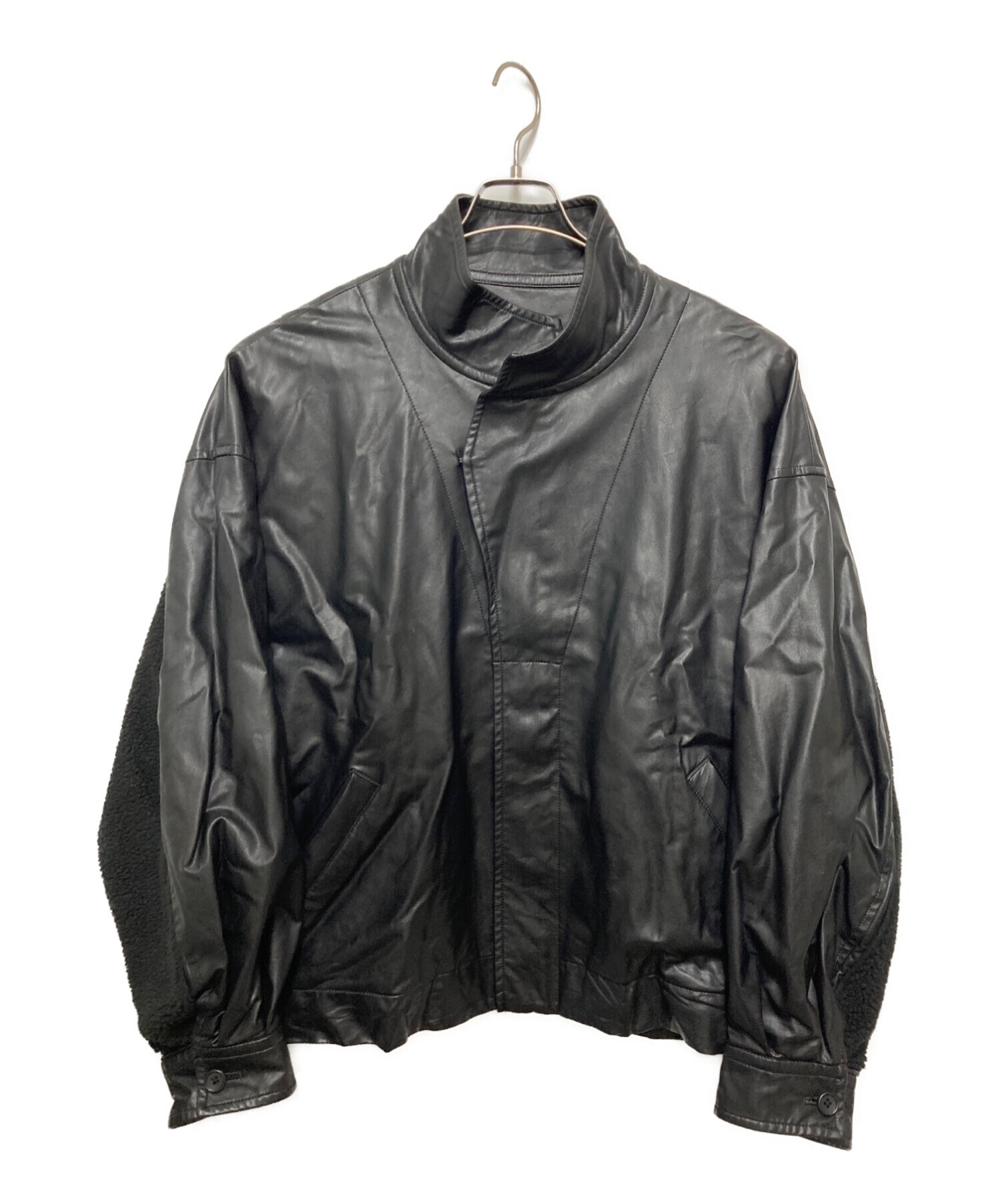 stein (シュタイン) SLEEVE FAKE LEATHER BOA JACKET/スリーブフェイクレザーボアジャケット ブラック サイズ:M