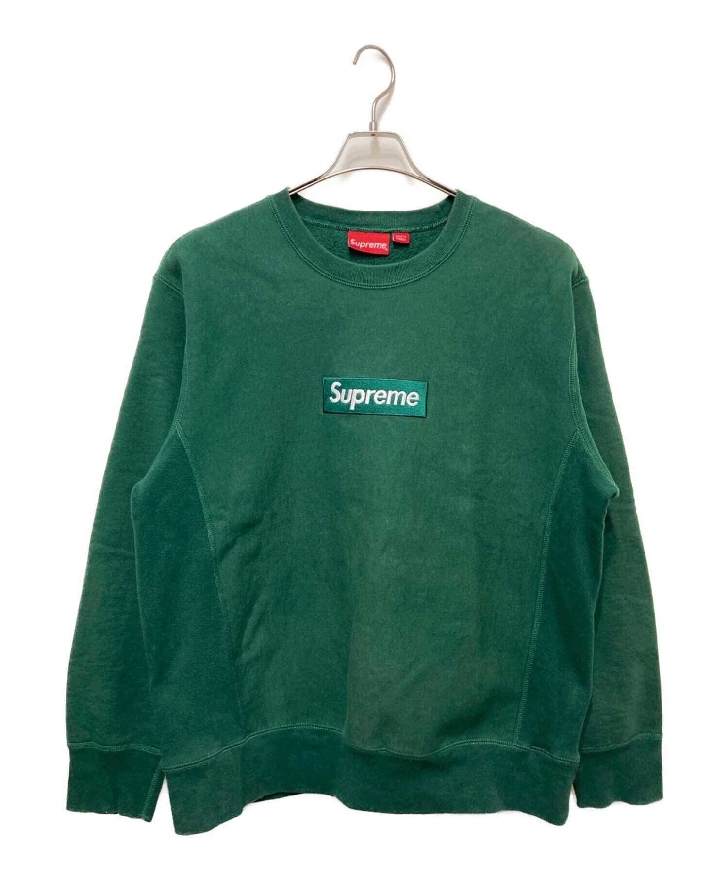 L】グリーン BOX LOGO crewneck supreme-