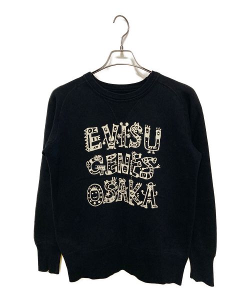 【中古・古着通販】EVISU (エビス) プリントスウェット ブラック