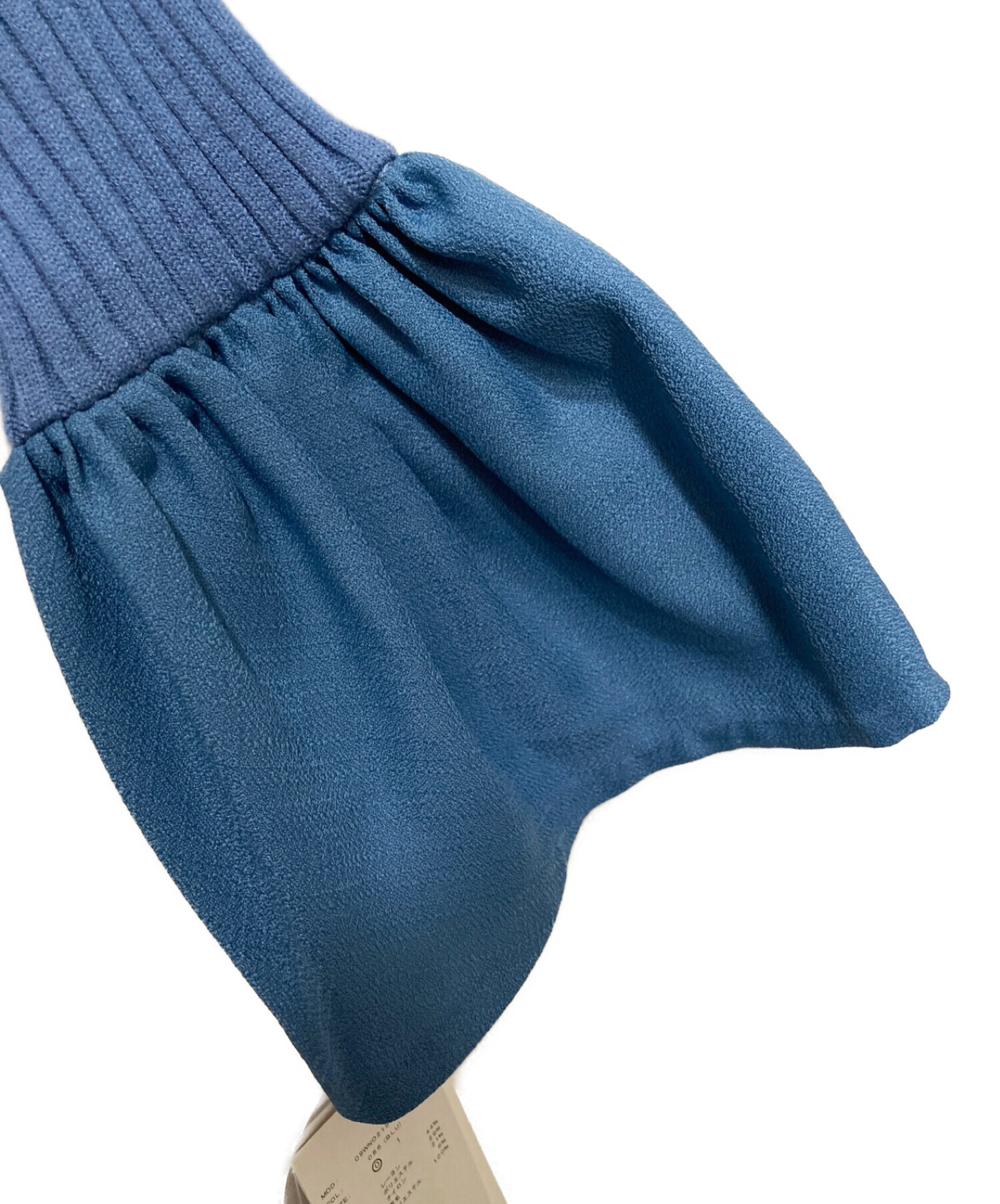 Mila Owen (ミラオーウェン) 袖布帛ドッキングAラインリブニットワンピース ブルー サイズ:S 未使用品