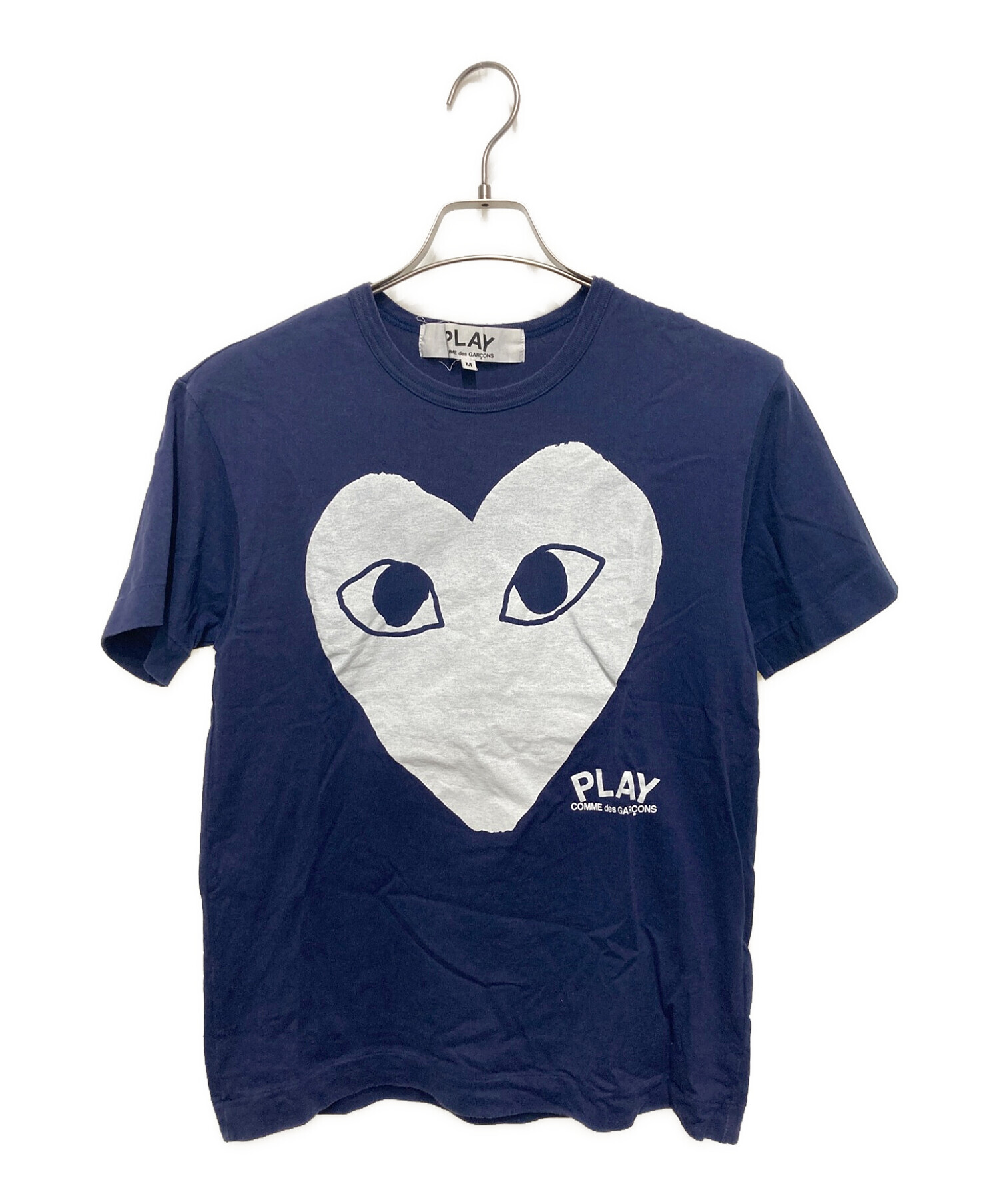 PLAY COMME des GARCONS (プレイ コムデギャルソン) ハートプリントTシャツ ネイビー サイズ:M