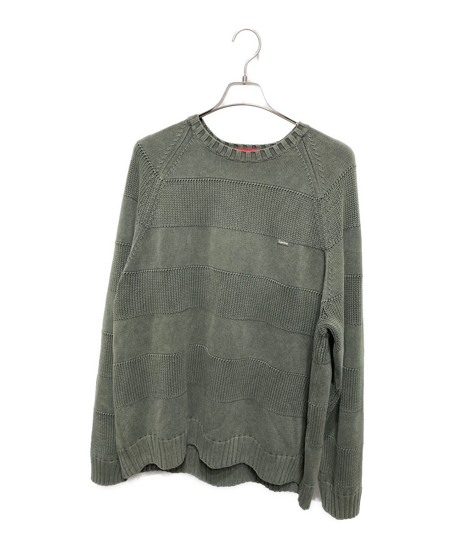 SUPREME (シュプリーム) Small Box Stripe Sweater カーキ サイズ:XL