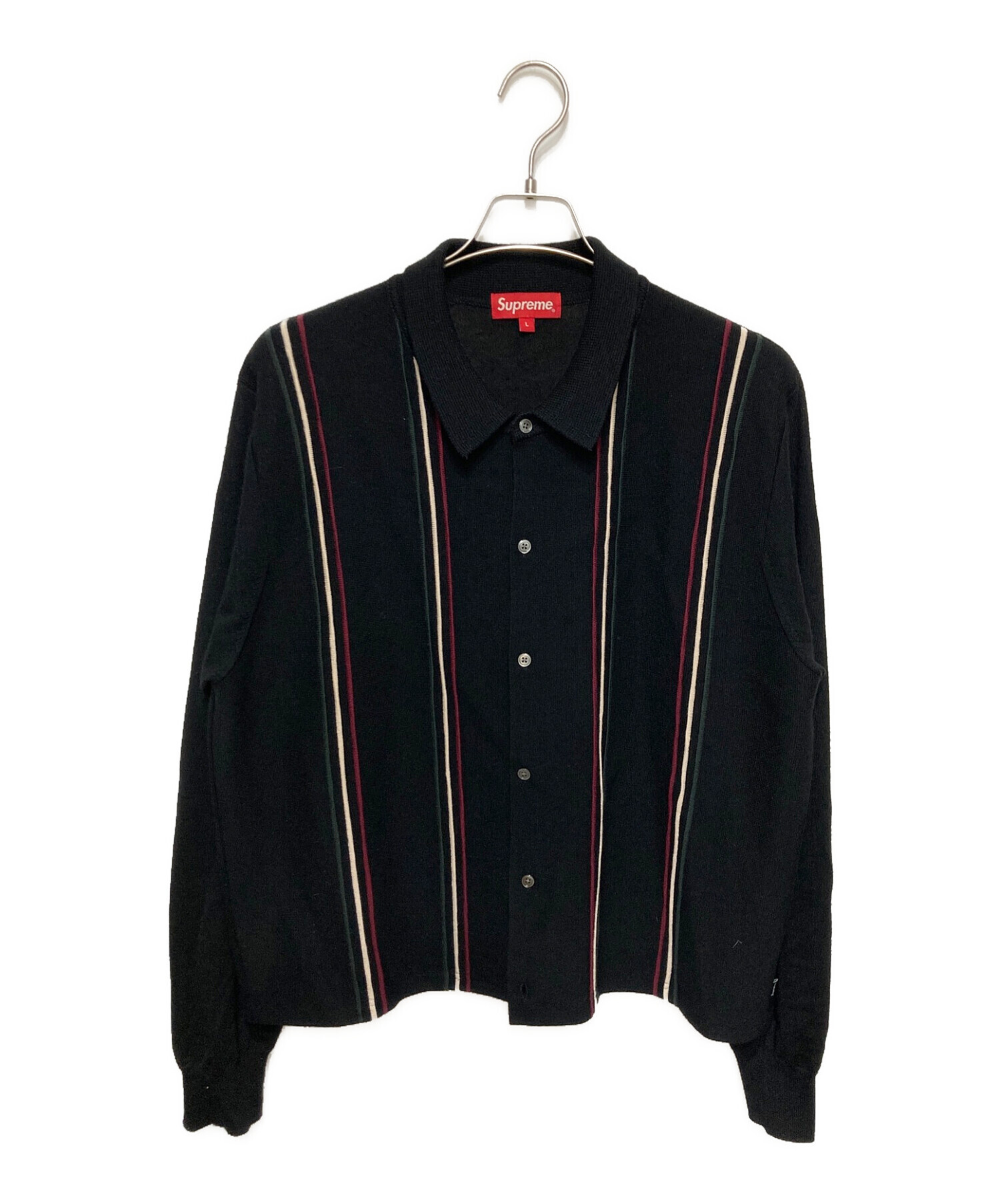 SUPREME (シュプリーム) Striped Polo Sweater ブラック サイズ:L