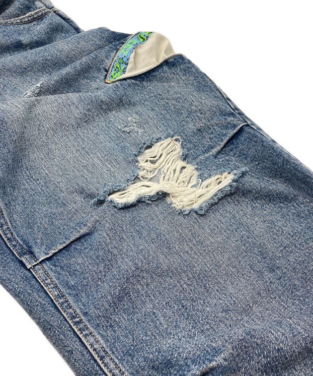 中古・古着通販】SSZ (エスエスズィー) DAMAGE CUT DENIM ブルー