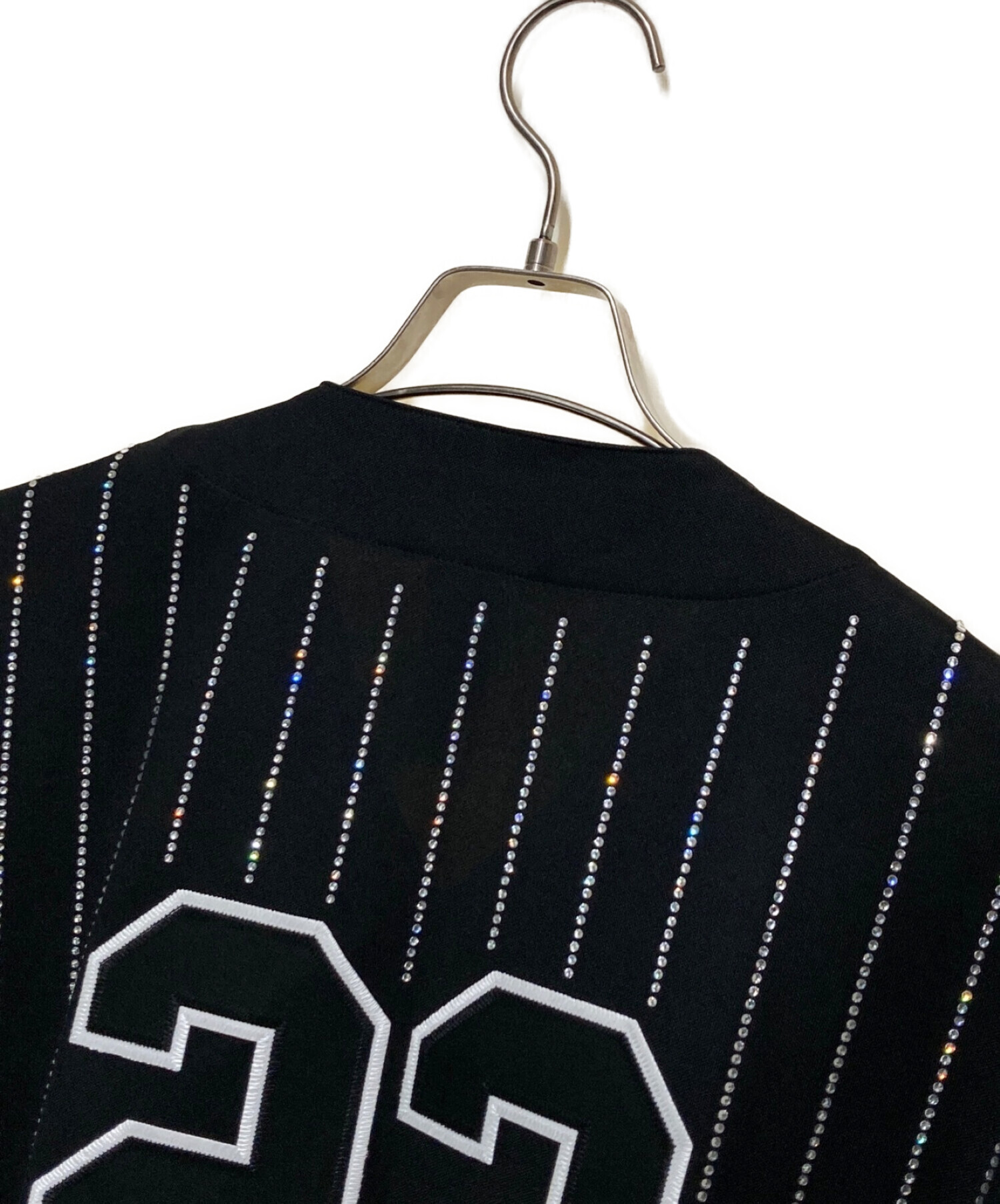 SUPREME (シュプリーム) Rhinestone Stripe Baseball Jersey ブラック サイズ:XL