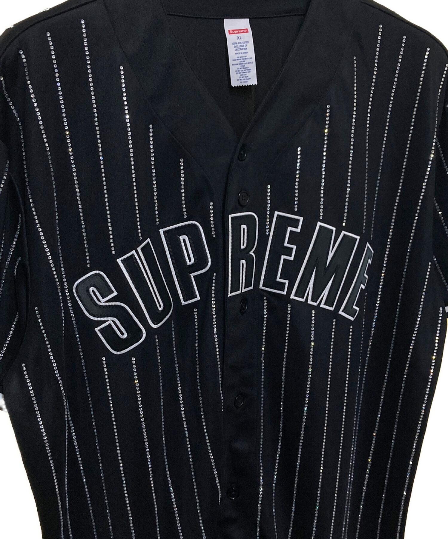 Rhinestone Stripe Baseball Jersey XLサイズ