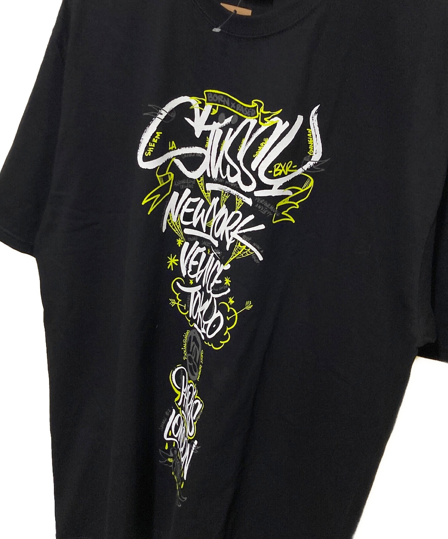 stussy (ステューシー) BORN X RAISED (ボーン レイズド) HANDSTYLES TEE ブラック サイズ:XL 未使用品