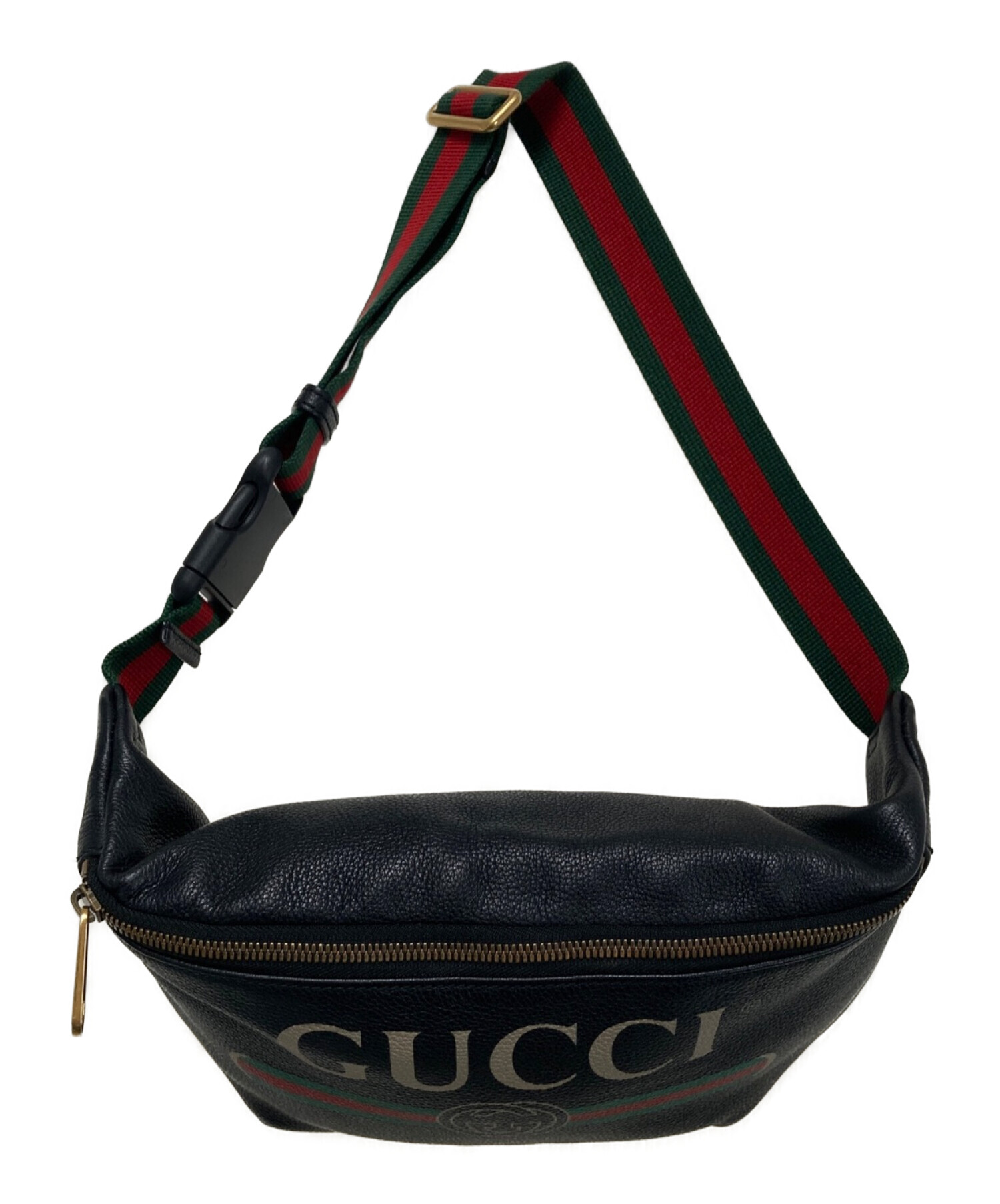 中古・古着通販】GUCCI (グッチ) レザーベルトバッグ ブラック