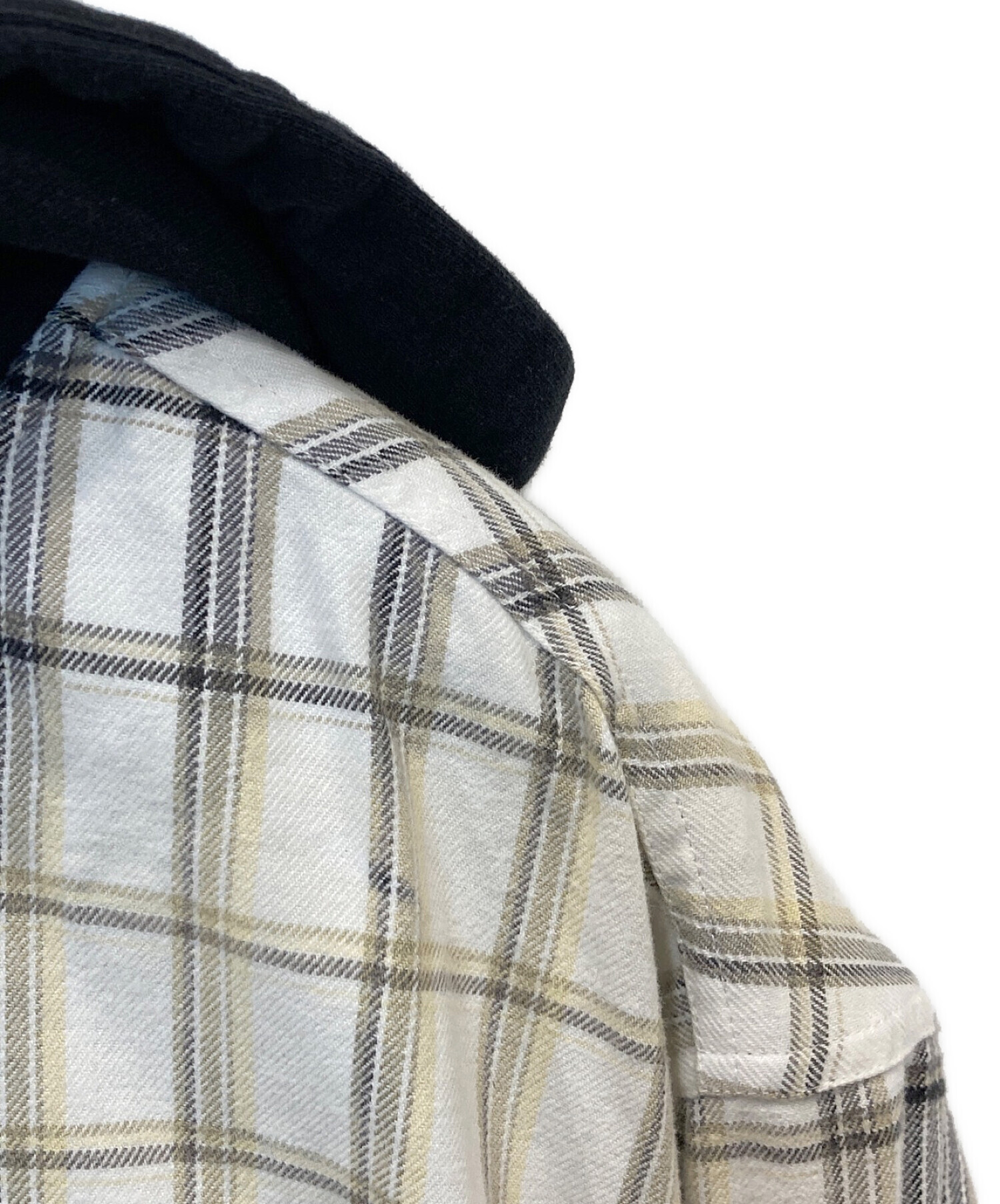 SUPREME (シュプリーム) Dickies (ディッキーズ) Plaid Hooded Zip Up Shirt /  プレイドフードジップアップシャツ ホワイト×ブラック サイズ:XL