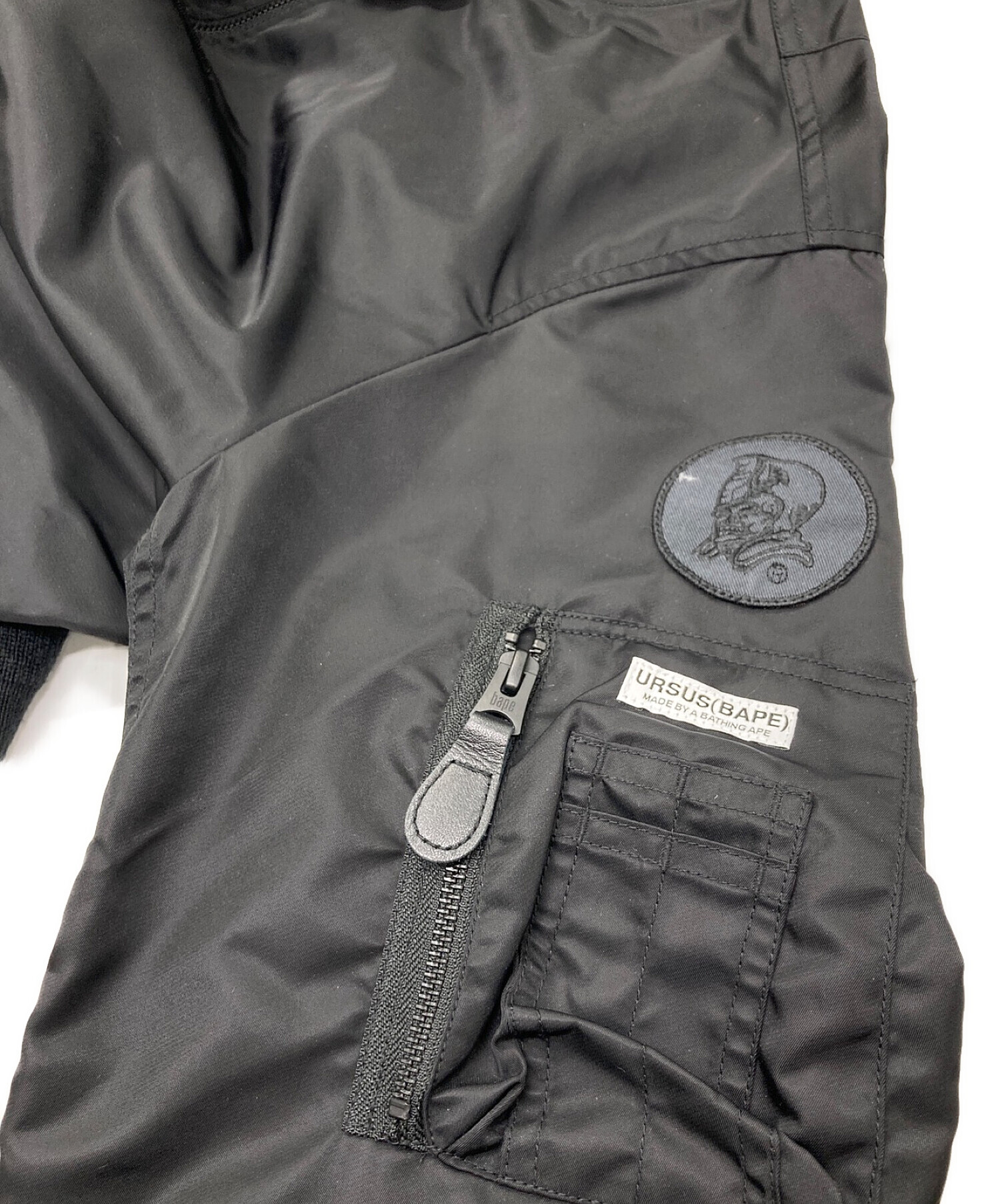 URSUS BAPE (アーサスベイプ) URSUS NYLON LOOSE FIT MA-1 JACKE ブラック サイズ:S