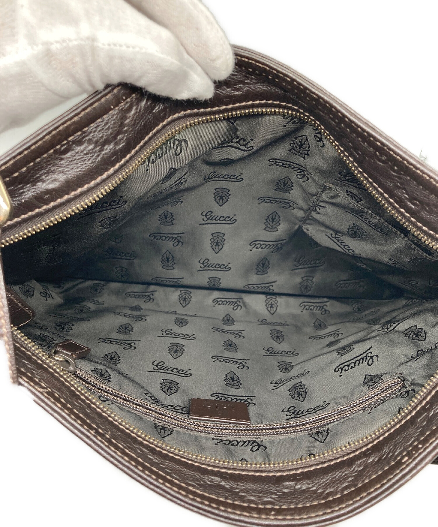 中古・古着通販】GUCCI (グッチ) グッチシマレザーショルダーバッグ