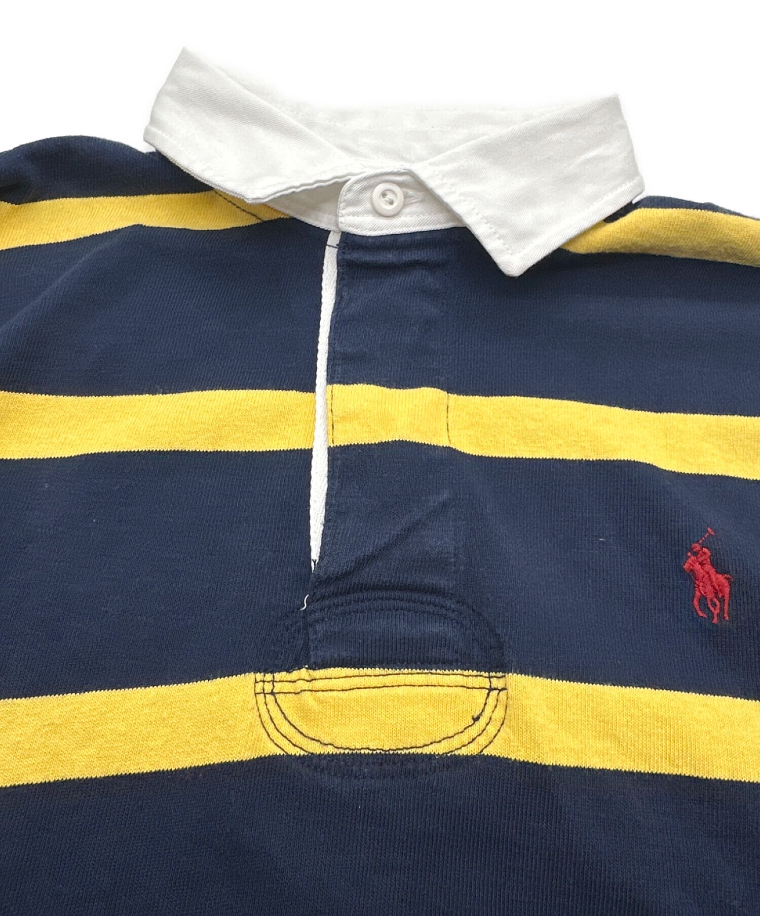 POLO RALPH LAUREN (ポロ・ラルフローレン) ラガーシャツ ネイビー×イエロー サイズ:M