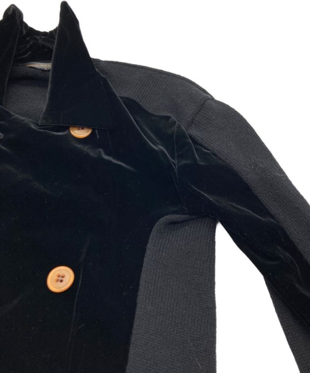 COMME des GARCONS (コムデギャルソン) ベロア×ニットドッキングコート ブラック サイズ:Ｓ