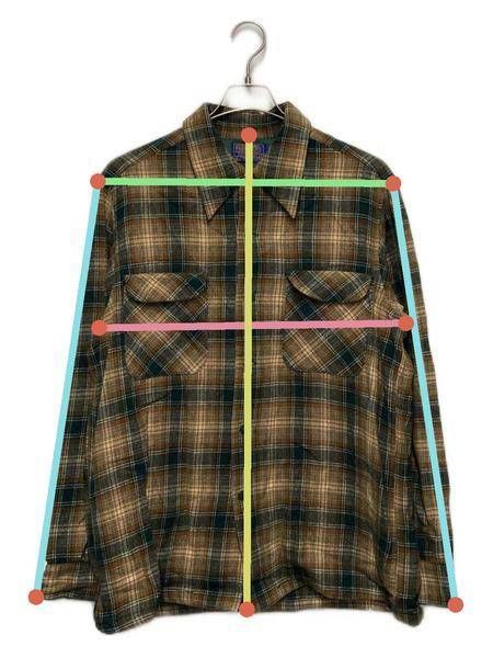 中古・古着通販】PENDLETON (ペンドルトン) 70'Sウールオープンカラーシャツ ブラウン×グリーン サイズ:L｜ブランド・古着通販  トレファク公式【TREFAC FASHION】スマホサイト