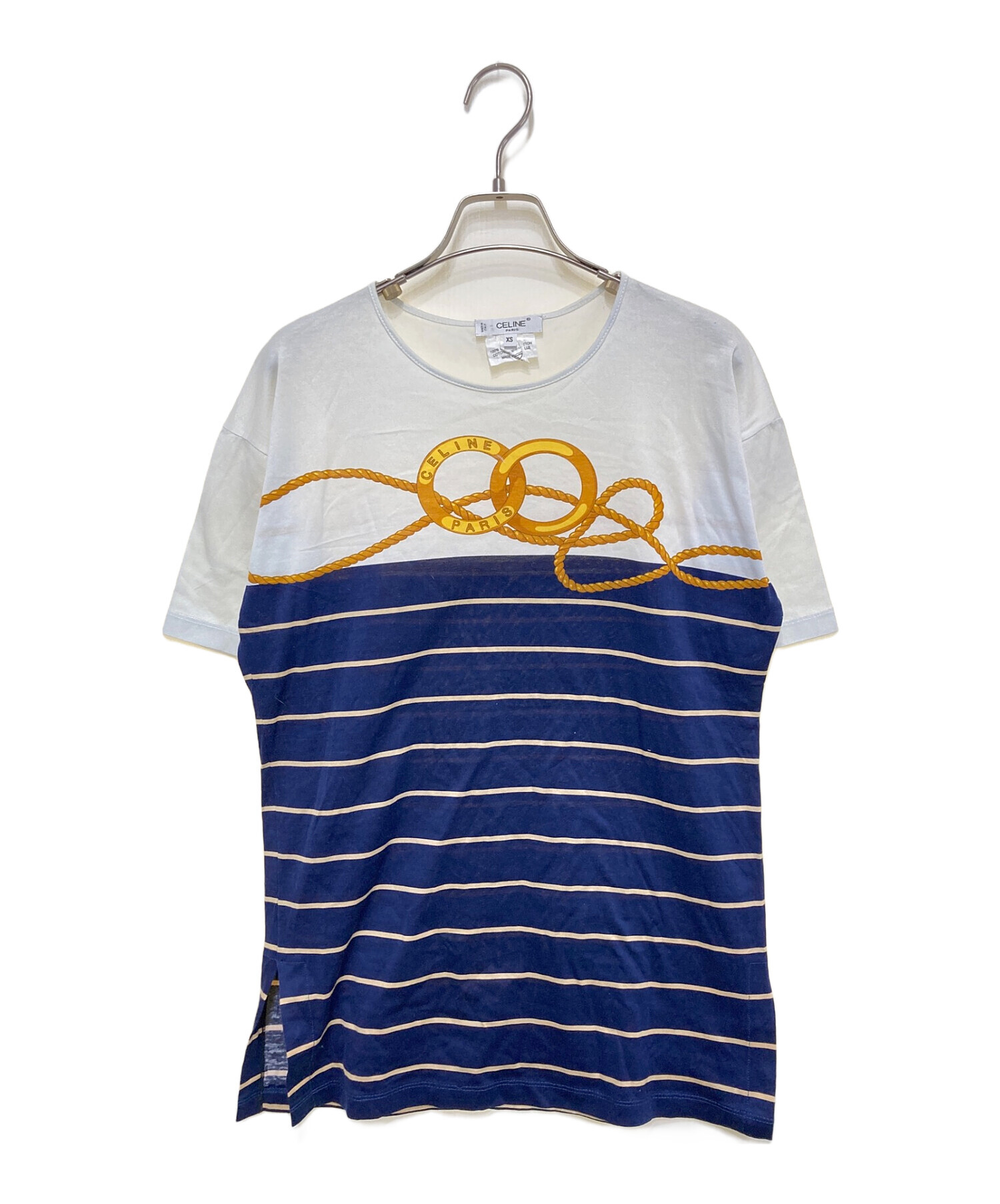 CELINE (セリーヌ) ボーダーTシャツ/プリントカットソー ホワイト サイズ:XS