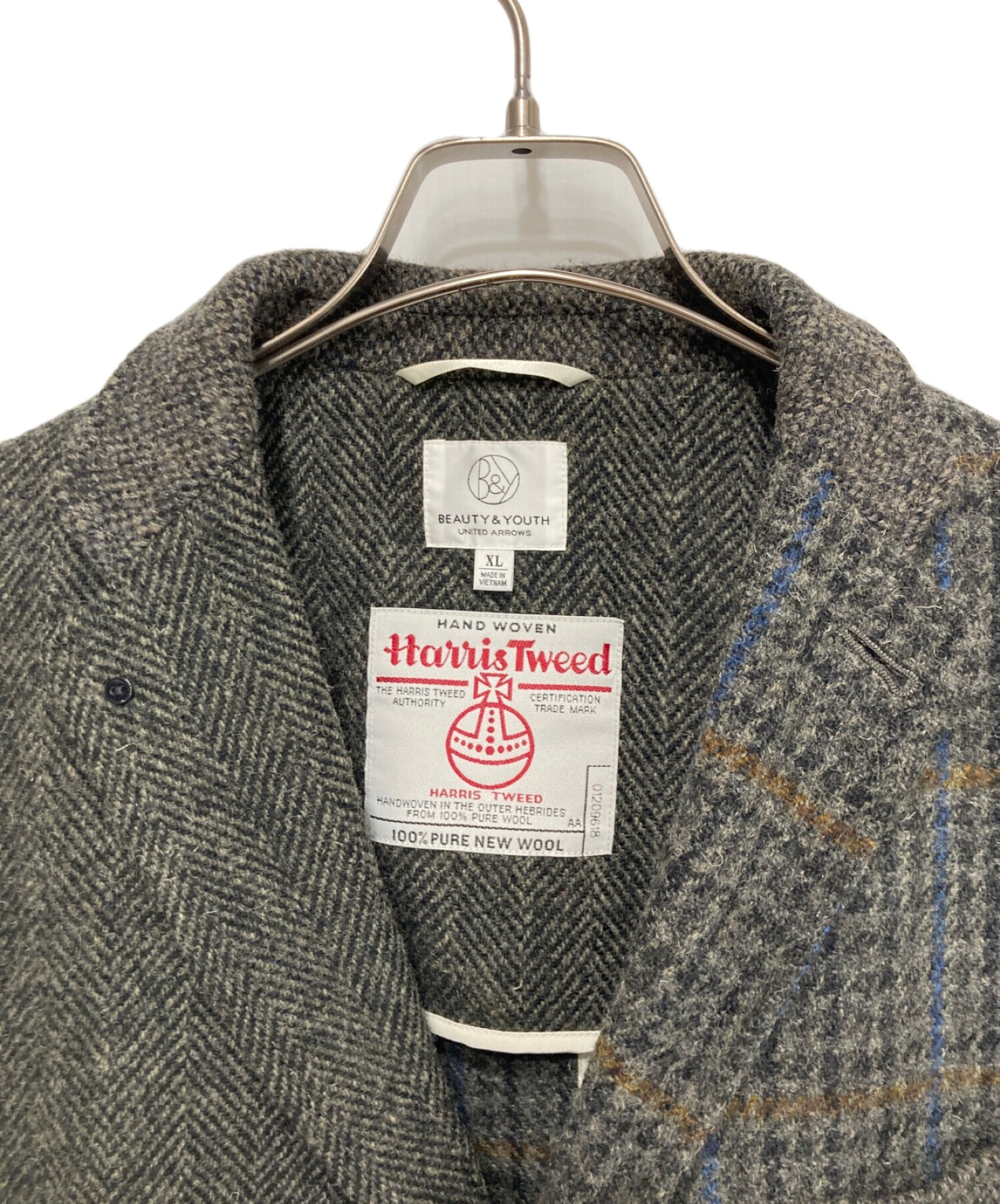 中古・古着通販】Harris Tweed (ハリスツイード) BEAUTY&YOUTH (ビューティーアンドユース) クレイジー カバーオール グレー  サイズ:XL｜ブランド・古着通販 トレファク公式【TREFAC FASHION】スマホサイト