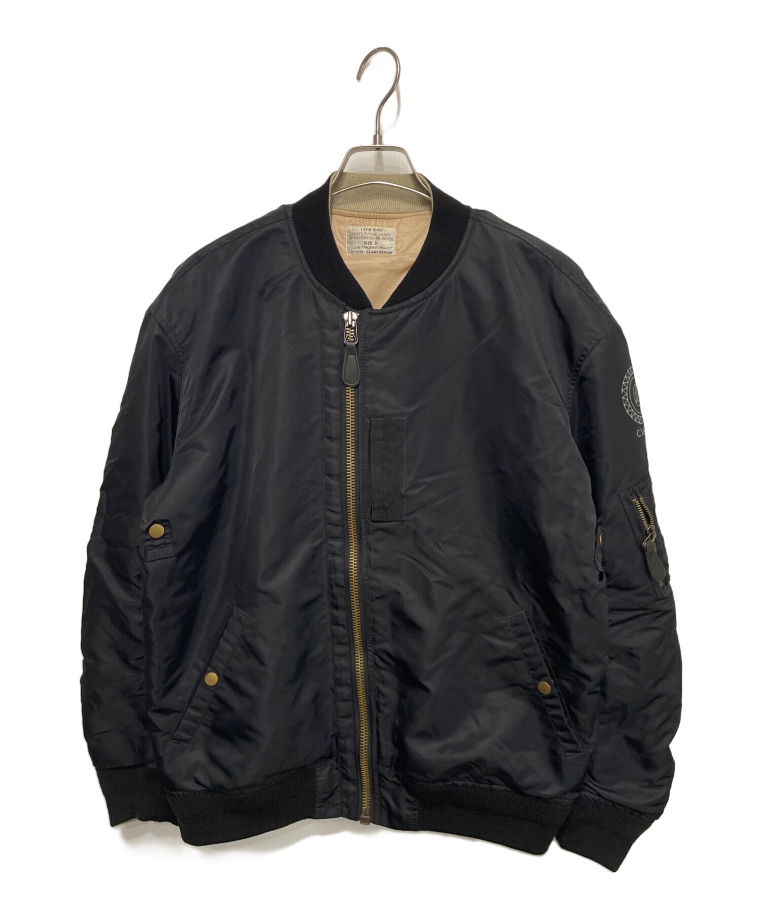 FRAGMENT DESIGN (フラグメントデザイン) CLANE (クラネ) 16AW 初期コラボTYPE C-02 MA-1ボンバージャケット  ブラック サイズ:3