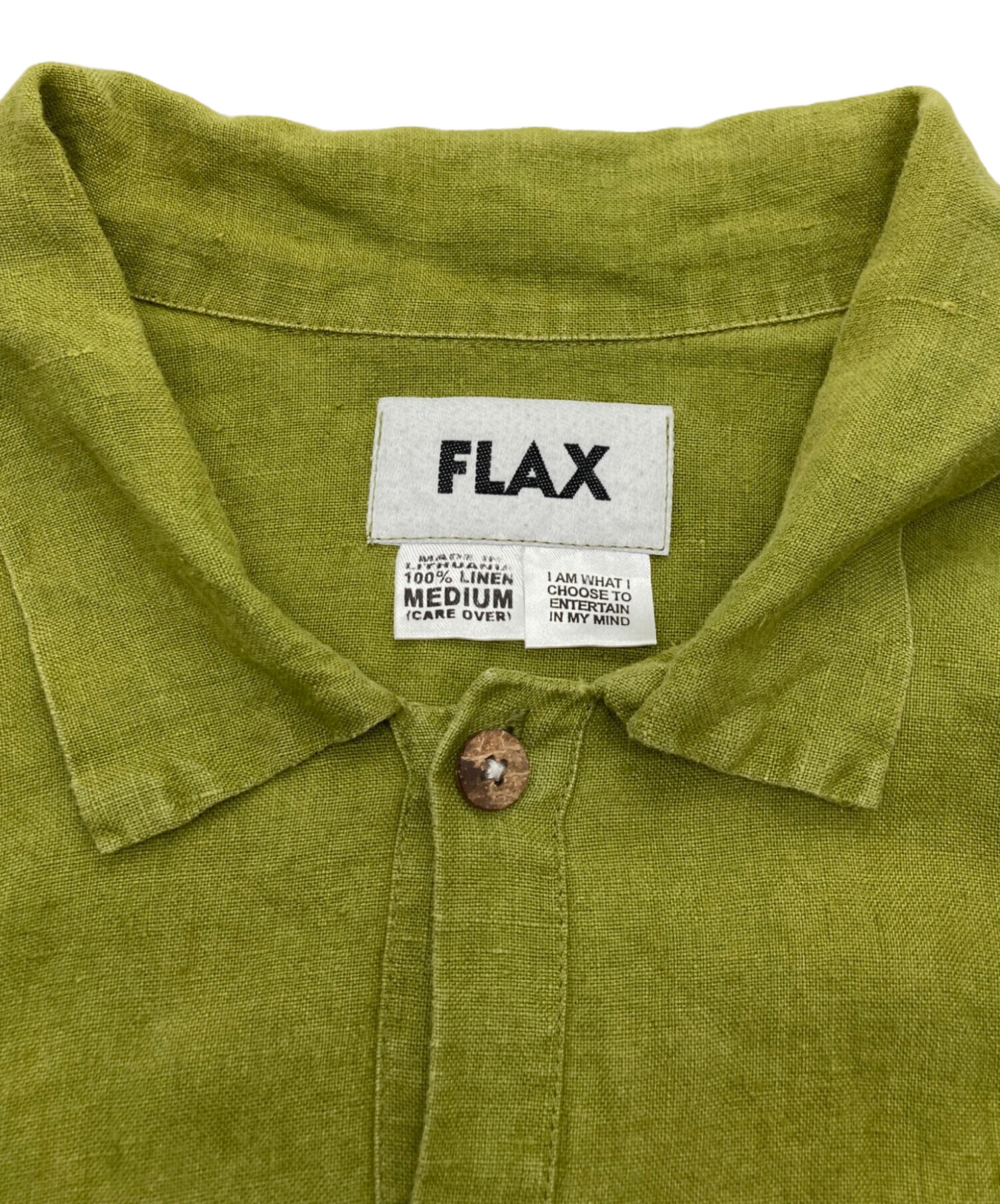 FLAX (フラックス) リネンシャツ グリーン サイズ:Ｍ