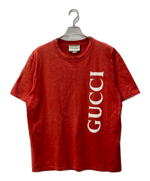 中古・古着通販】GUCCI (グッチ) ロゴプリントTシャツ レッド サイズ