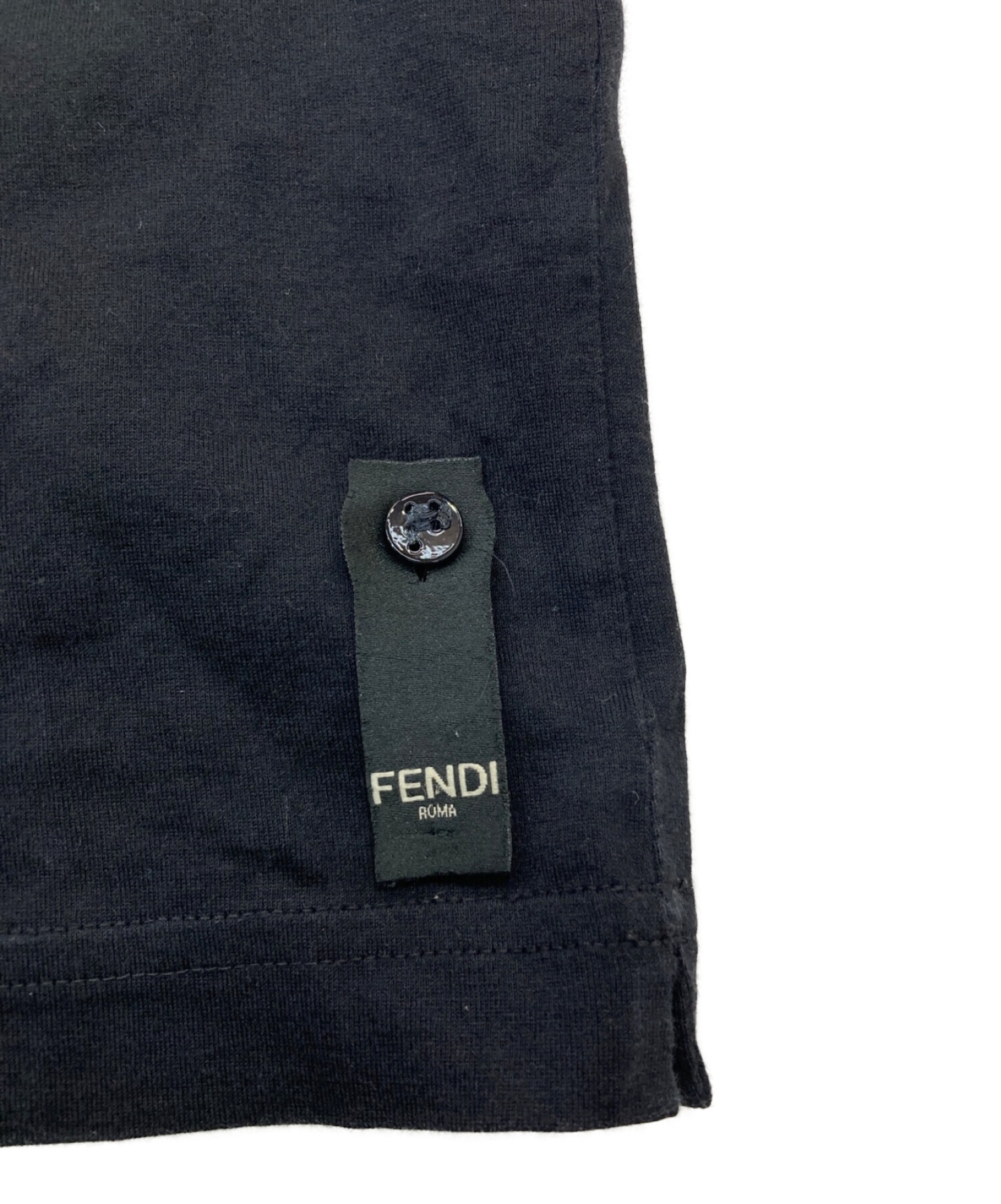 FENDI (フェンディ) モンスターバグスレザーパッチTシャツ ブラック サイズ:46