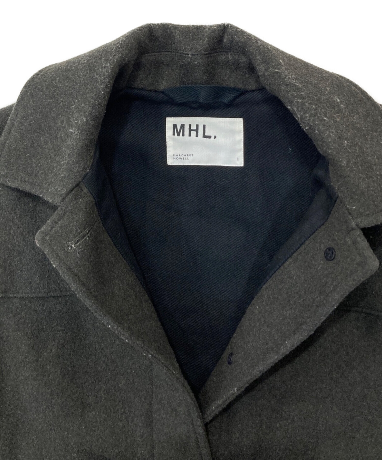 中古・古着通販】MHL (エムエイチエル) メルトンロングコート カーキ