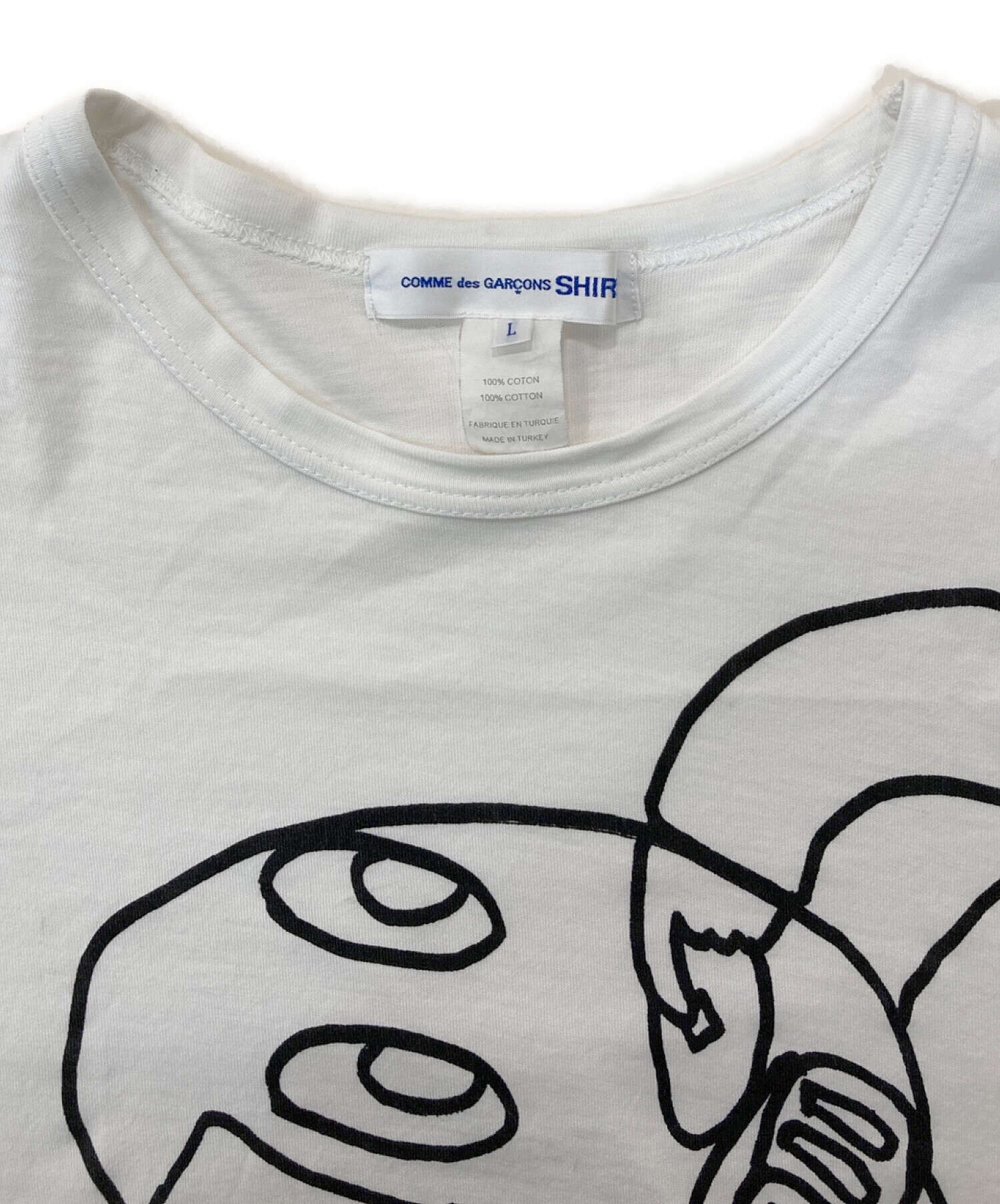 COMME des GARCONS SHIRT (コムデギャルソンシャツ) 「TRAIN BRAIN」プリントTシャツ ホワイト サイズ:L