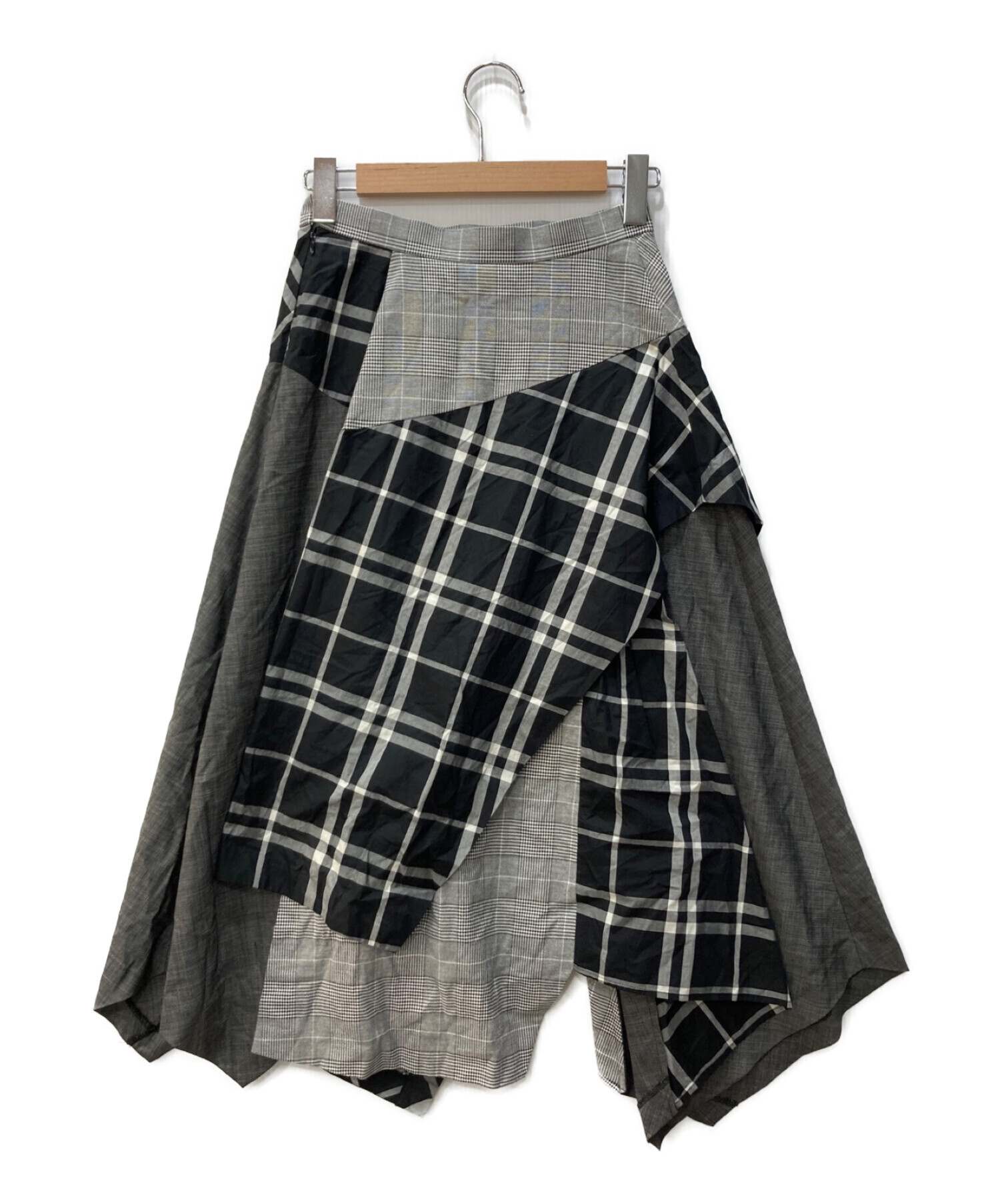 ENFOLD (エンフォルド) 変形スカート グレー サイズ:36