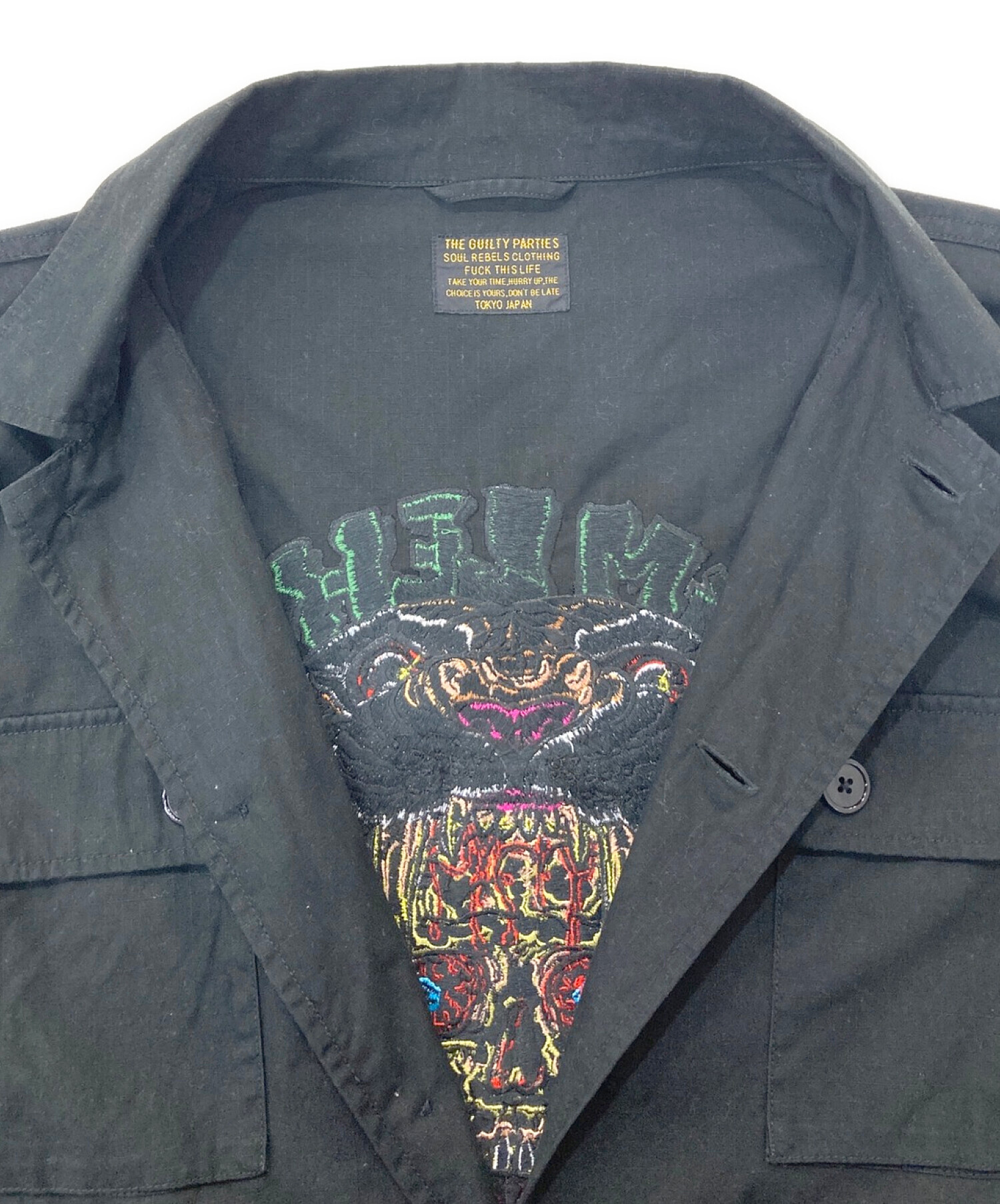 WACKO MARIA×TIM LEHI (ワコマリア × ティム・リーハイ) 刺繍ファティーグジャケット ブラック サイズ:XL