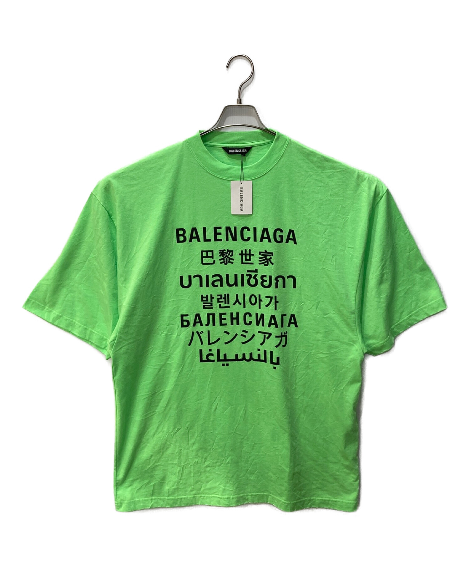 BALENCIAGA (バレンシアガ) ランゲージTシャツ 黄緑 サイズ:S 未使用品