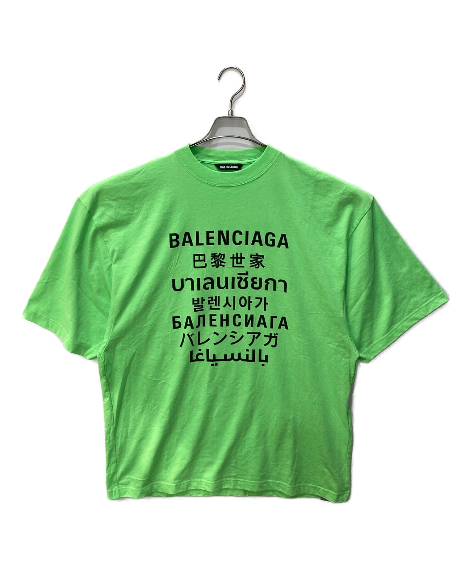 BALENCIAGA (バレンシアガ) ランゲージTシャツ ネオングリーン サイズ:S 未使用品