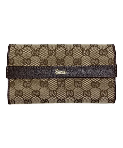 【中古・古着通販】GUCCI (グッチ) GGキャンバス長財布 ベージュ