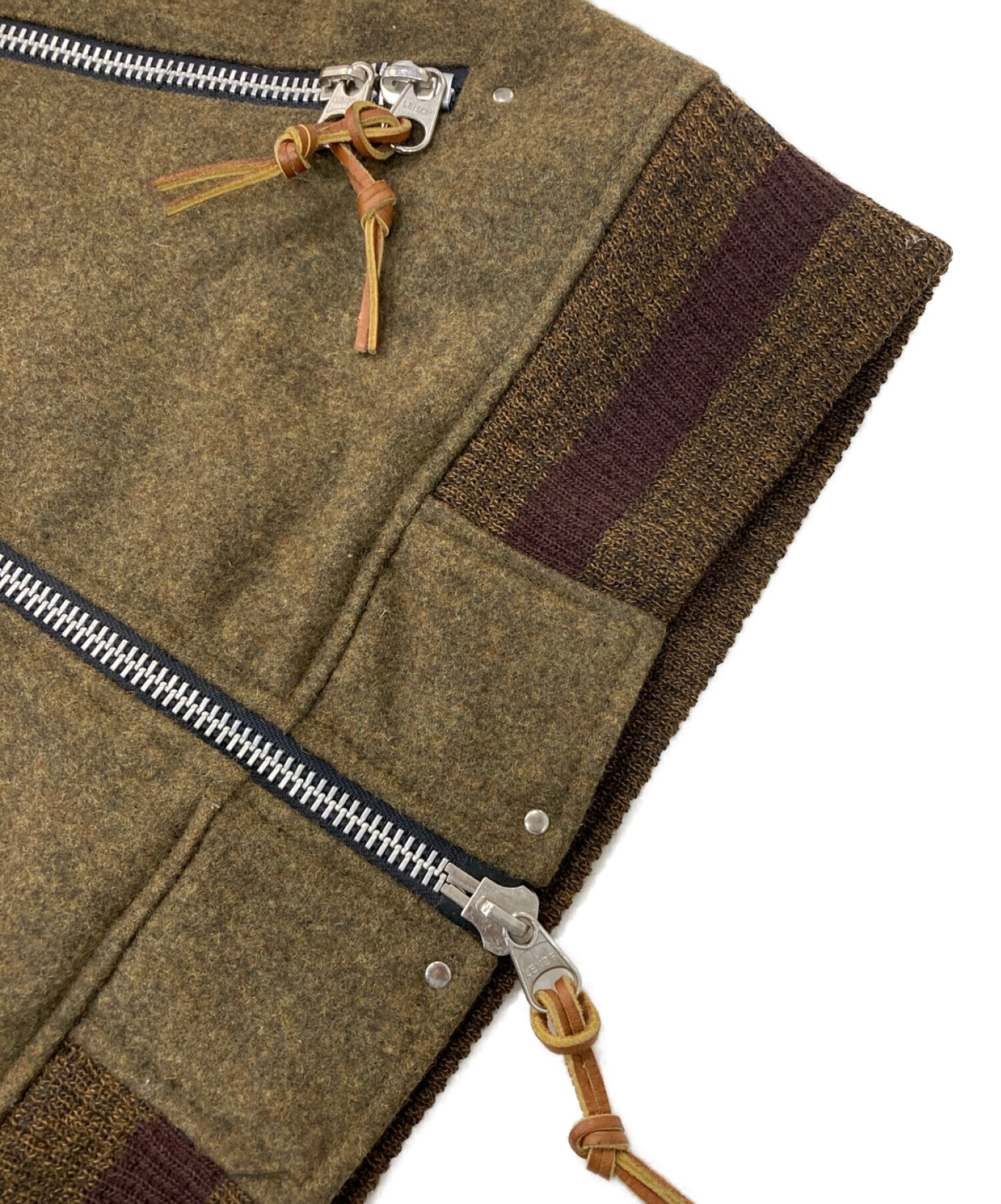 MONITALY (モニタリー) Raglan Zipper Jacket カーキ×ブラウン サイズ:38