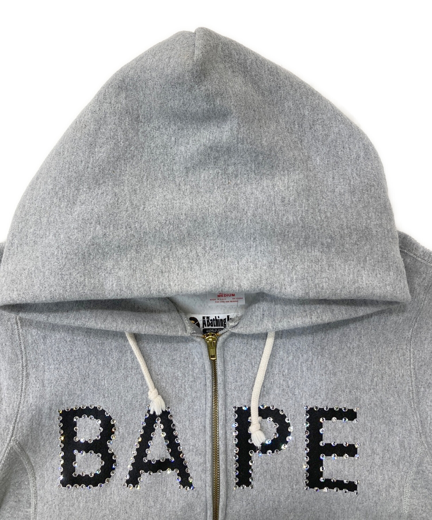 新品⭐A BATHING APE エイプ ワンポイントパーカー⭐グレー/L綿100%