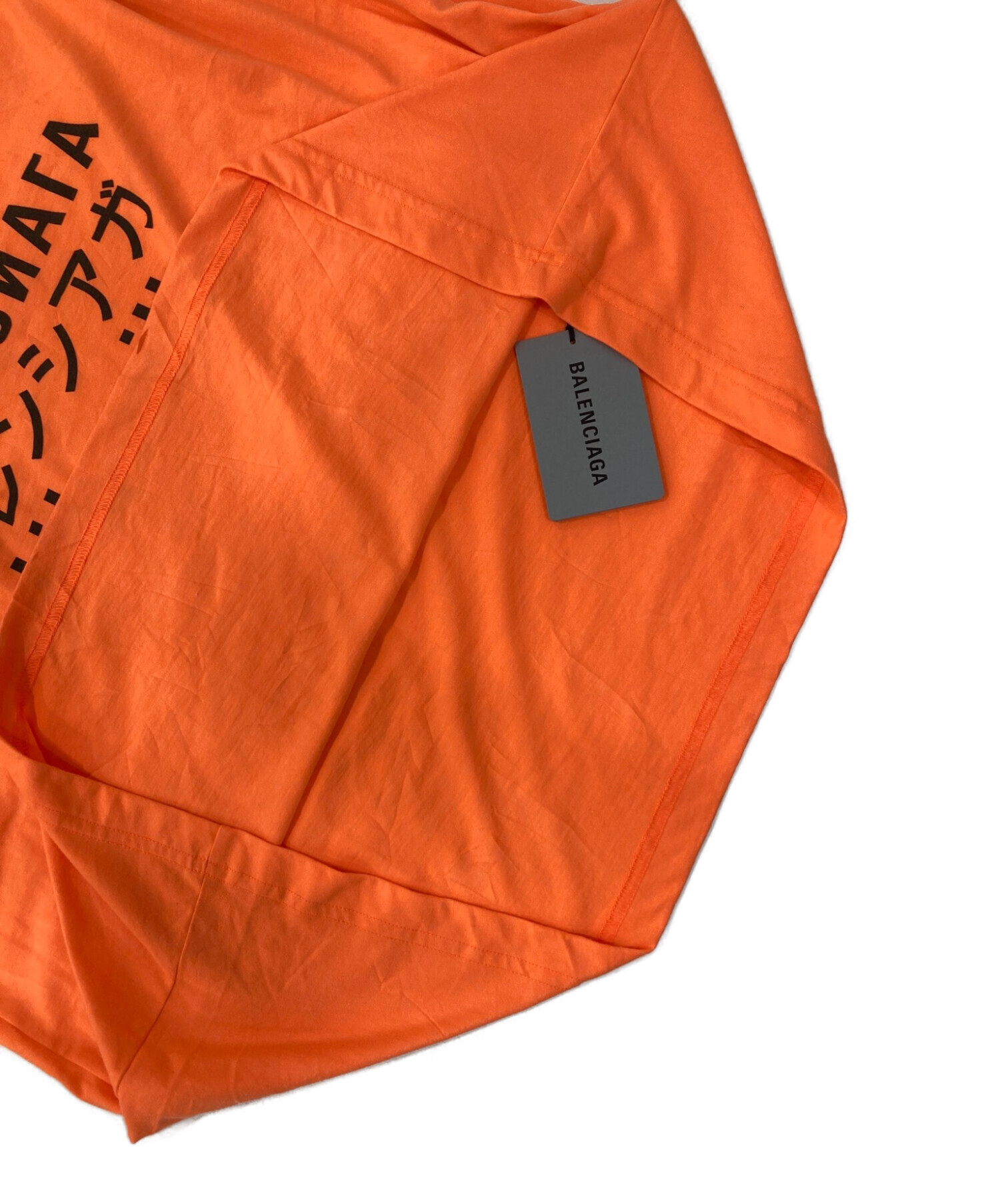 BALENCIAGA (バレンシアガ) ロングスリーブランゲージTシャツ オレンジ サイズ:XXS 未使用品