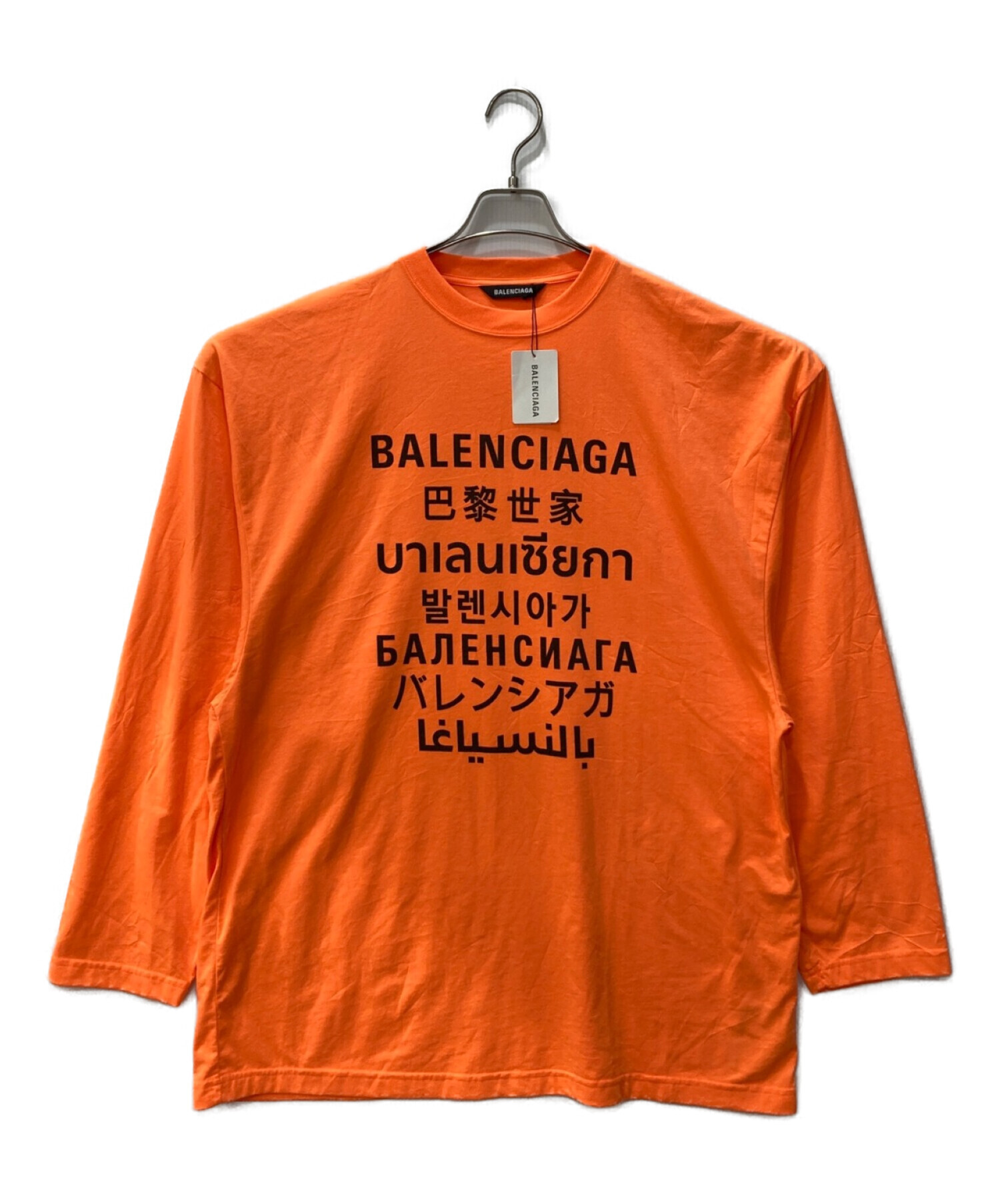 BALENCIAGA (バレンシアガ) ロングスリーブランゲージTシャツ オレンジ サイズ:XS 未使用品