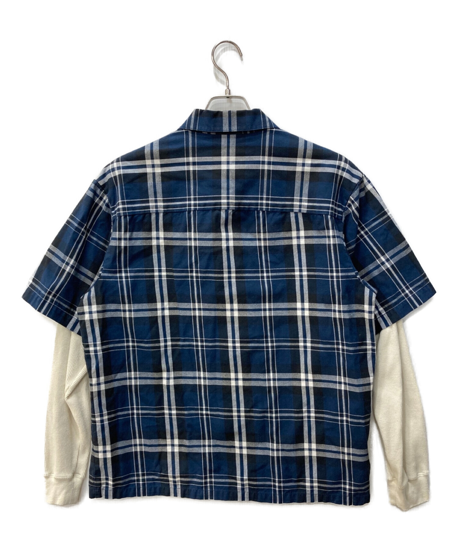 SUPREME (シュプリーム) レイヤードチェックシャツ　Thermal Work Shirt　21AW ネイビー サイズ:M