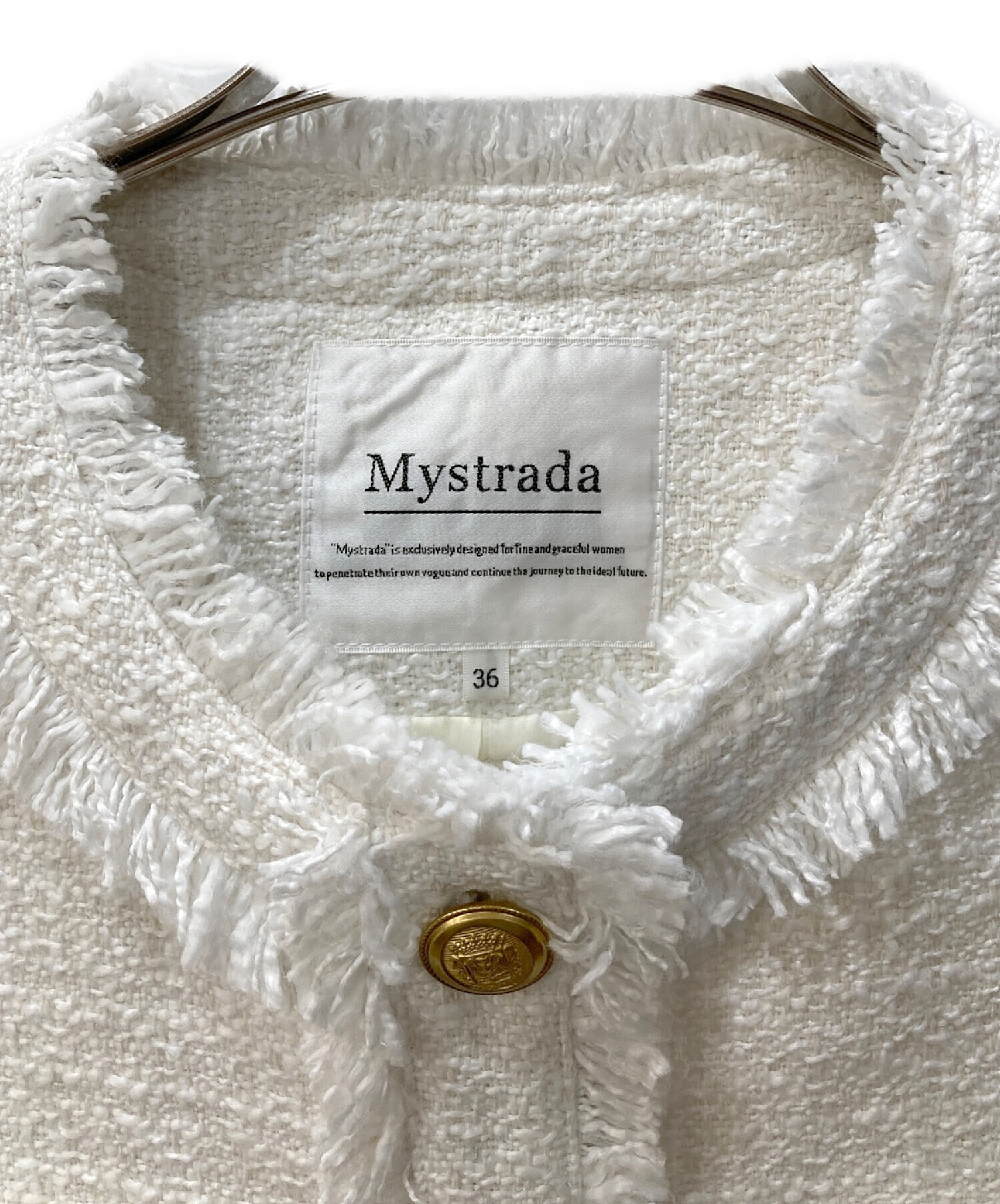 Mystrada (マイストラーダ) ツイードミドルジャケット ホワイト サイズ:36