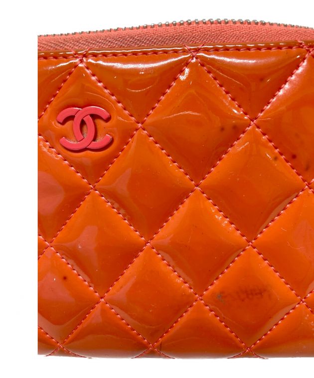 中古・古着通販】CHANEL (シャネル) エナメル長財布 オレンジ 