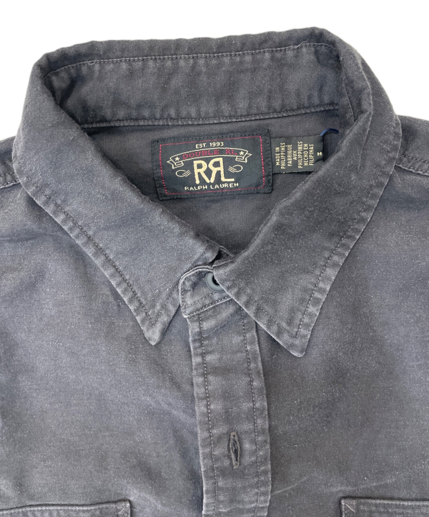 RRL (ダブルアールエル) コットンリネン サティーン ワークシャツ グレー サイズ:Ｍ 未使用品