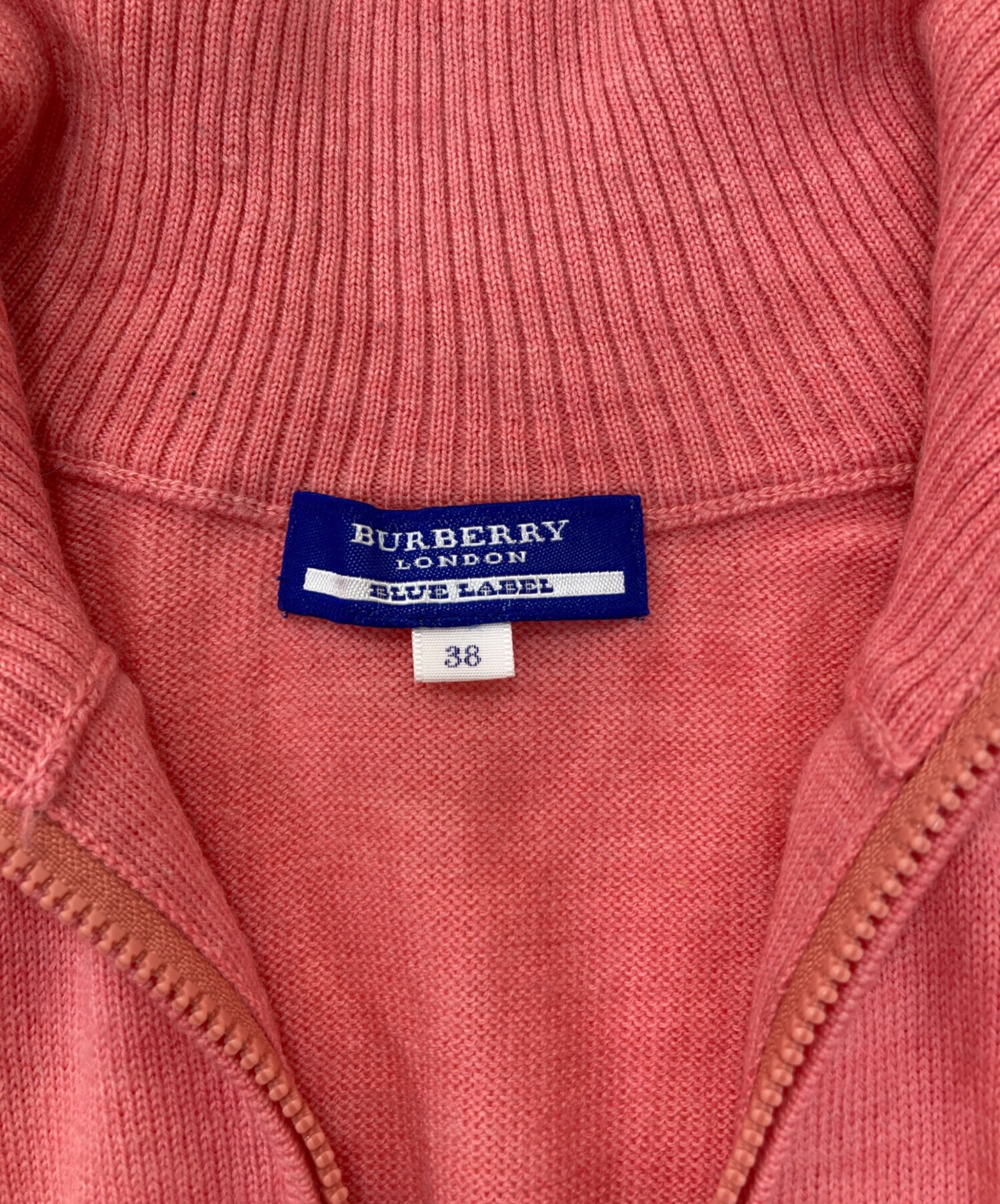 中古・古着通販】BURBERRY BLUE LABEL (バーバリーブルーレーベル) ジップニット ピンク サイズ:SIZE 38｜ブランド・古着通販  トレファク公式【TREFAC FASHION】スマホサイト