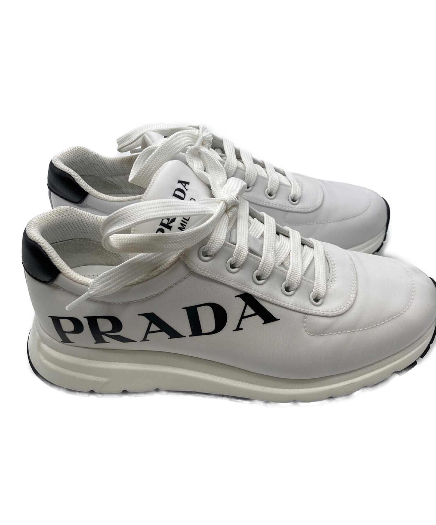 中古・古着通販】PRADA (プラダ) サイドロゴレースアップスニーカー