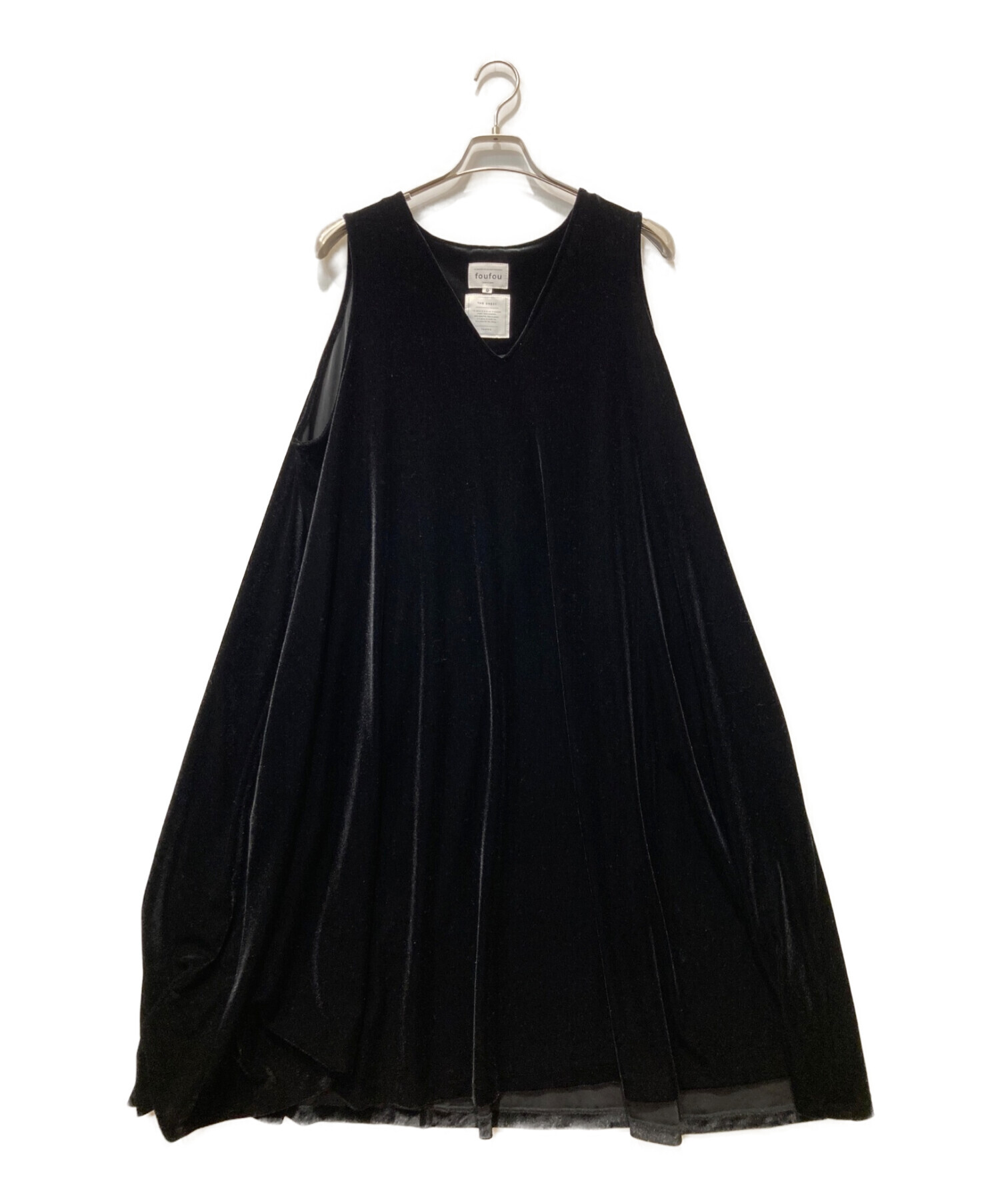 foufou (フーフー) THE DRESS #16ノースリーブベロアワンピース ブラック