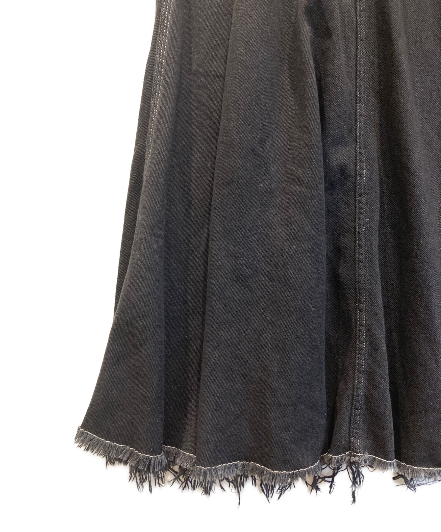 R.H.Vintage (ロンハーマン・ヴィンテージ) フリンジデニムスカート ブラック サイズ:XS