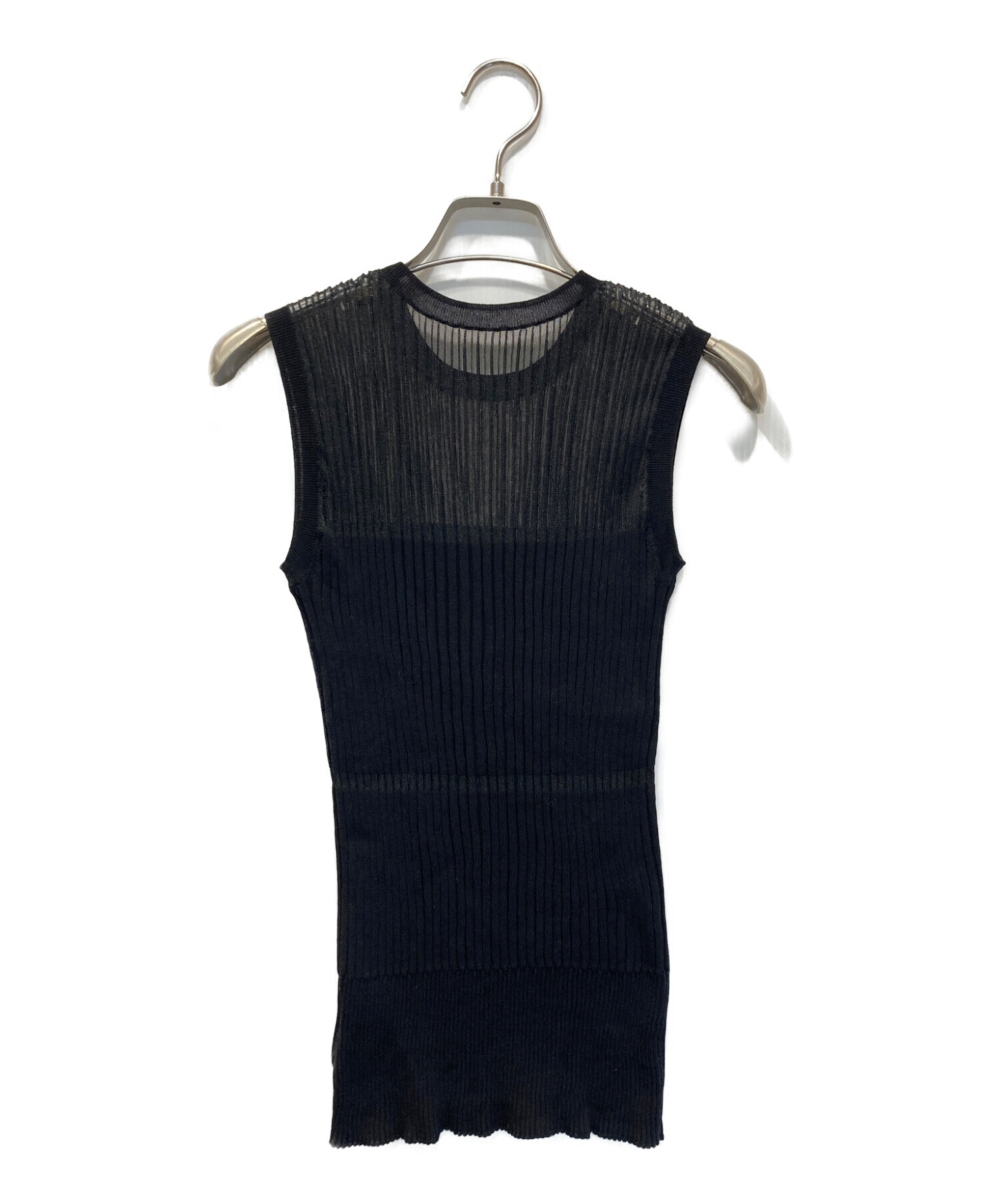 LE CIEL BLEU (ルシェルブルー) Transparent Sleeveless Knit Tops ブラック サイズ:36