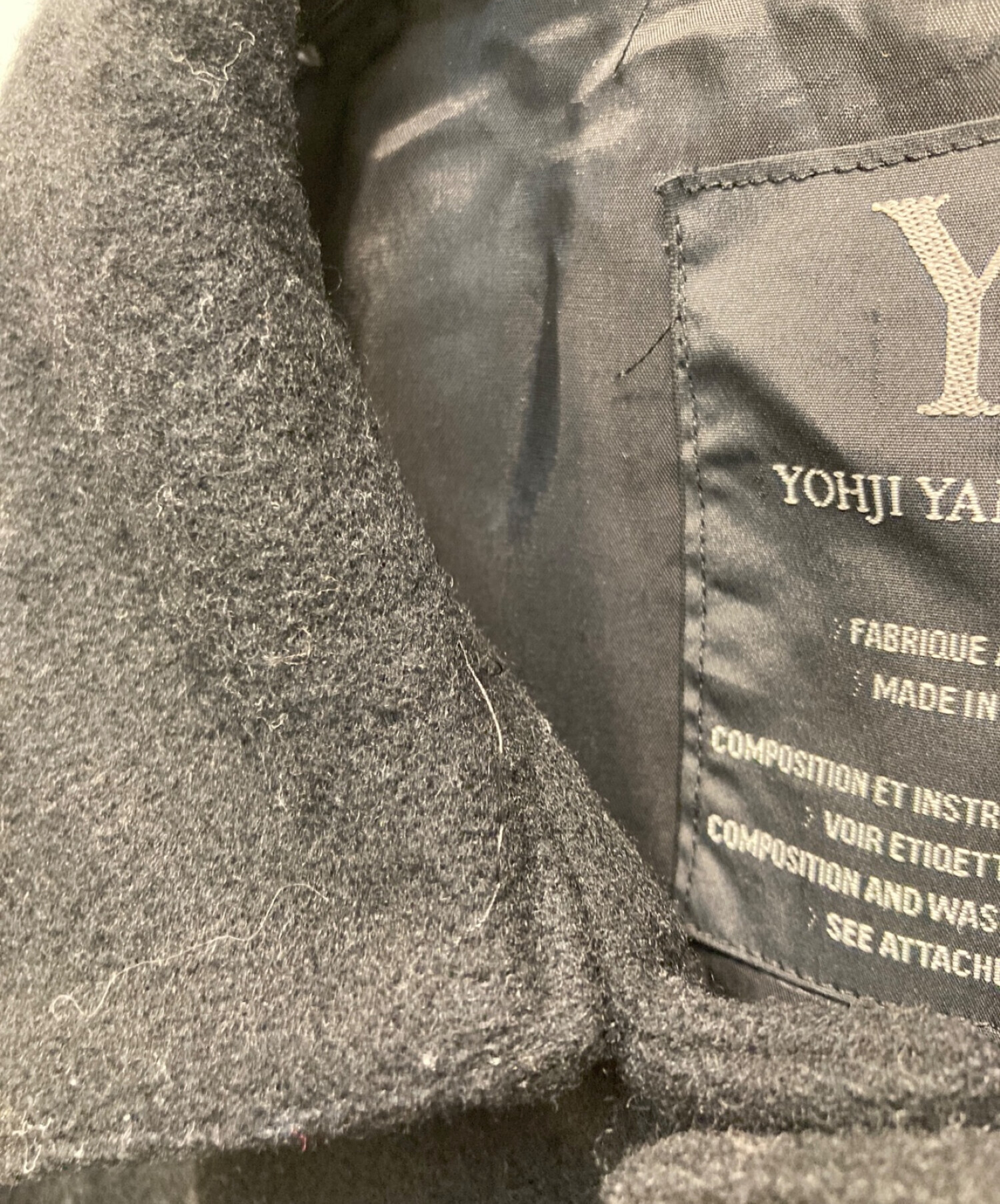 中古・古着通販】YOHJI YAMAMOTO (ヨウジヤマモト) ステンカラーコート ブラック サイズ:3｜ブランド・古着通販  トレファク公式【TREFAC FASHION】スマホサイト