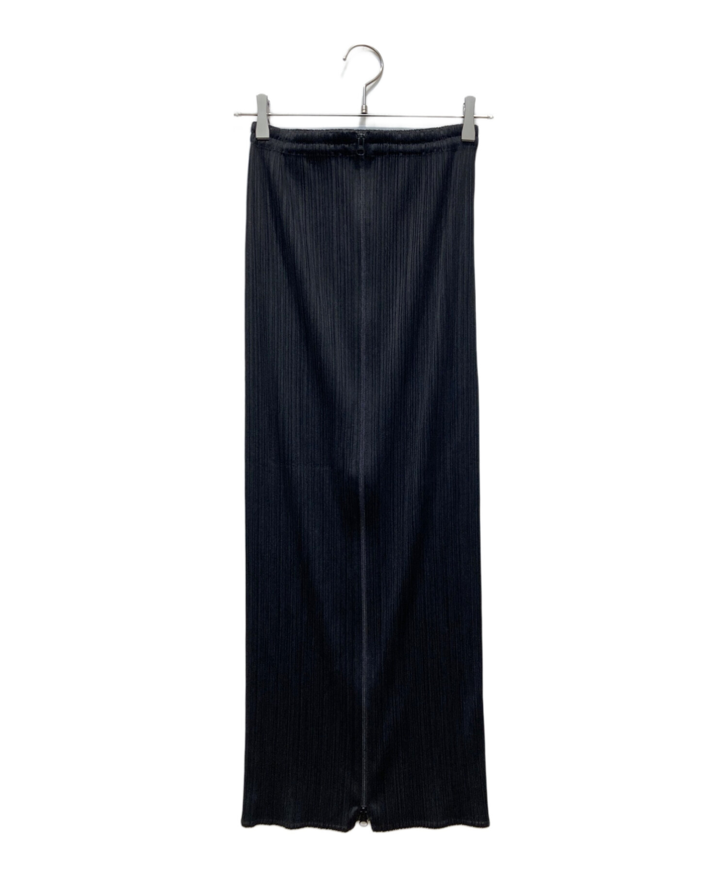 PLEATS PLEASE (プリーツプリーズ) ダブルジップタイトロングスカート ブラック サイズ:3