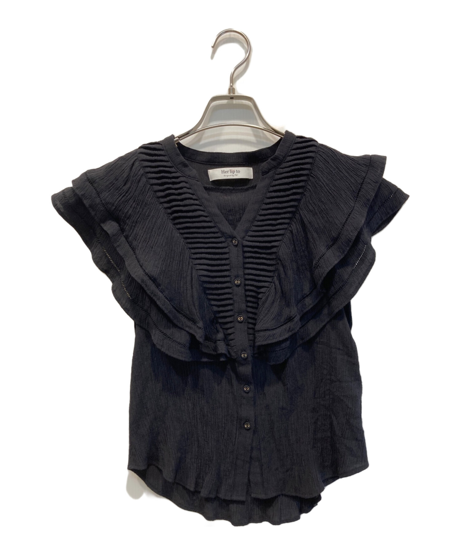 中古・古着通販】Her lip to (ハーリップトゥ) romantic ruffle blouse ブラック サイズ:S｜ブランド・古着通販  トレファク公式【TREFAC FASHION】スマホサイト